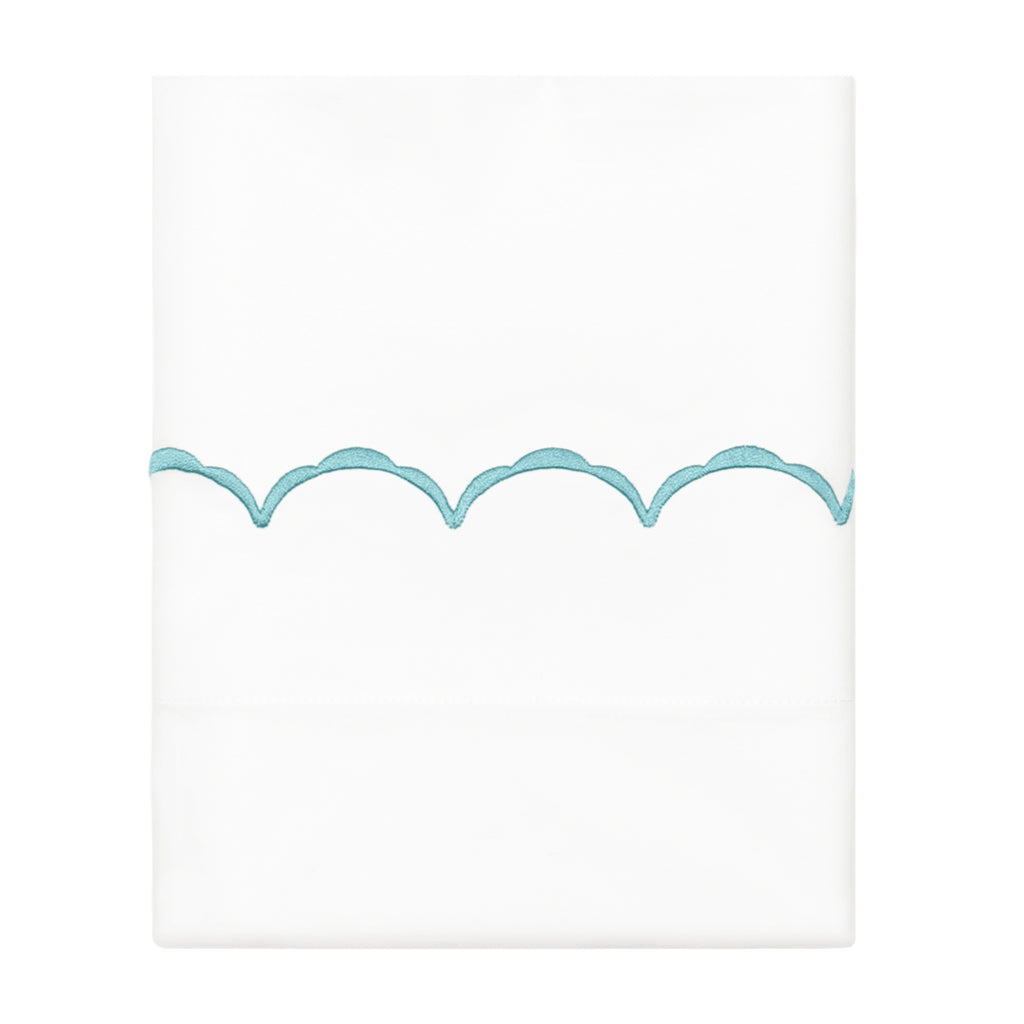 Turquoise Wavelet Embroidered Pillowcase Pair