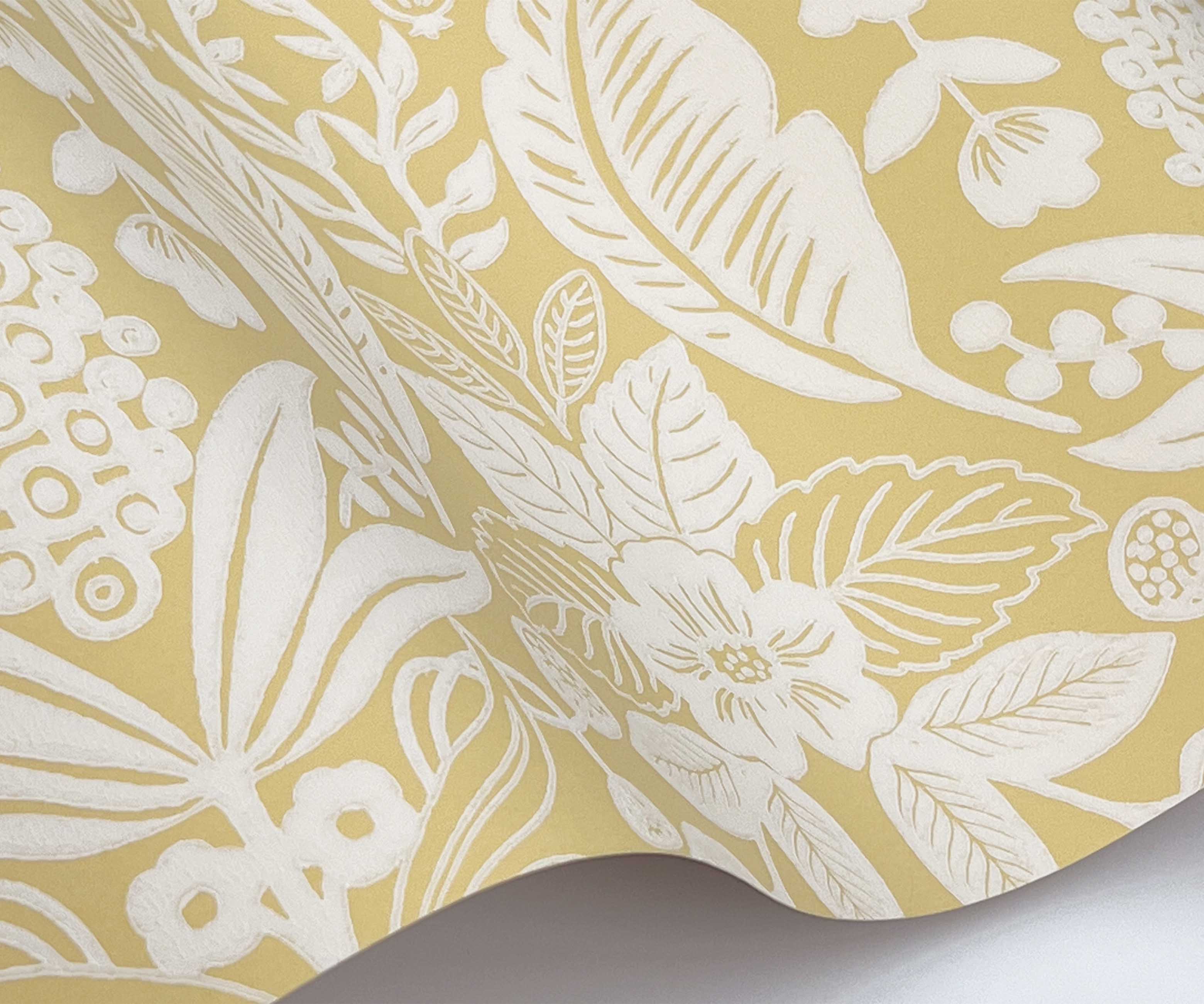 Pineapple Damask Wallpaper Sample - Yellow