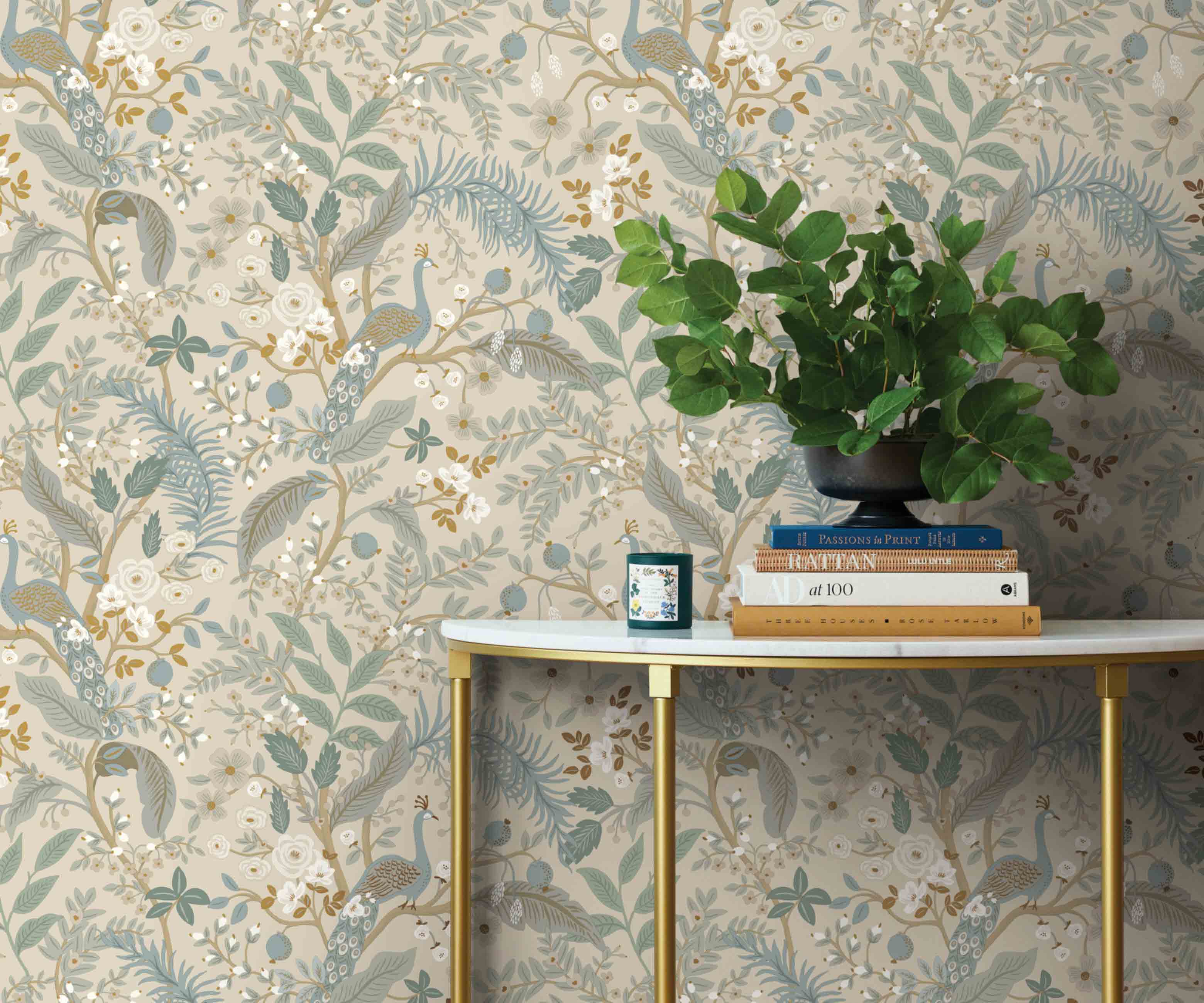 Peacock Garden Peel & Stick Wallpaper - Linen