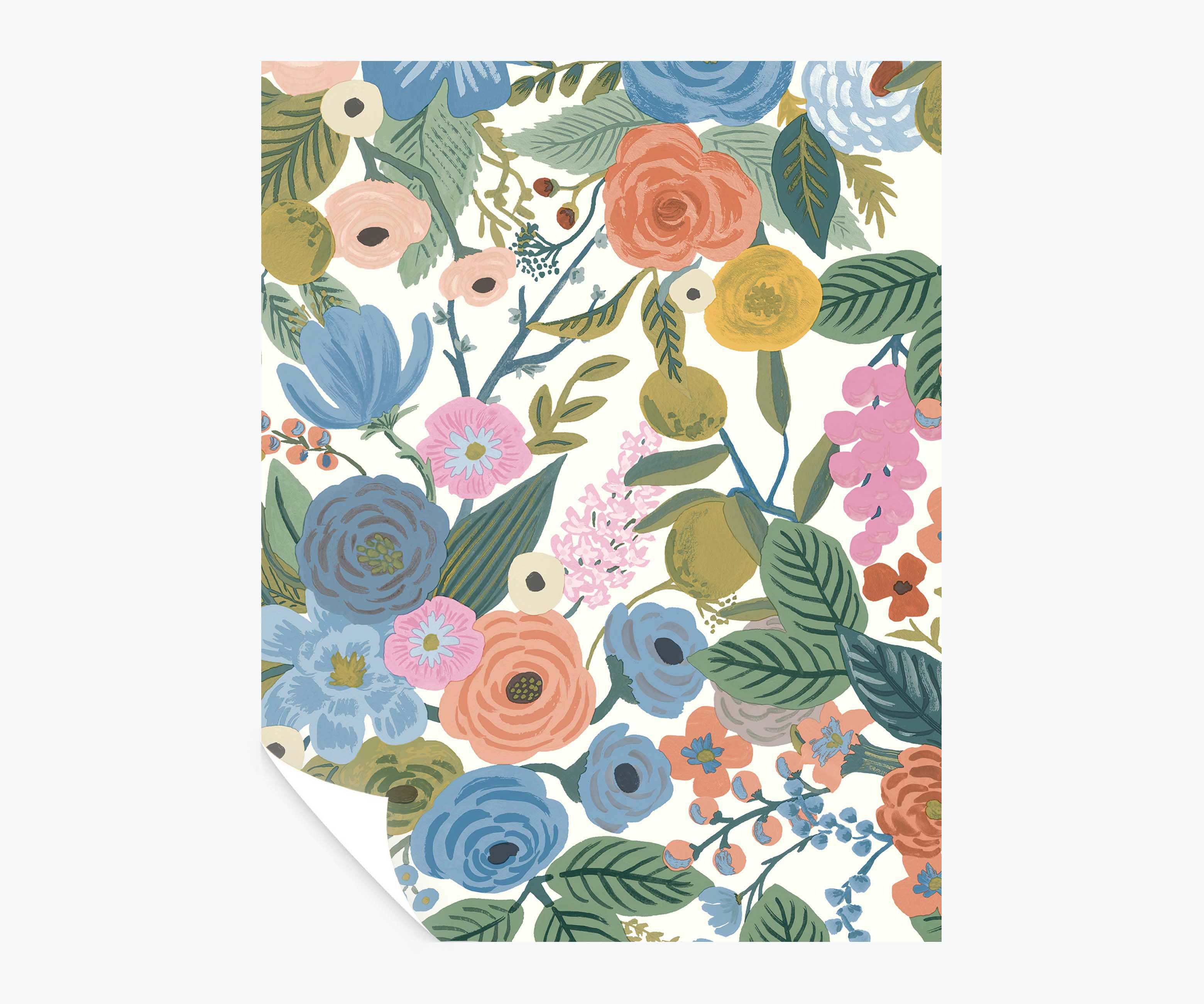 Garden Party Peel & Stick Wallpaper Sample - Cobalt Multi