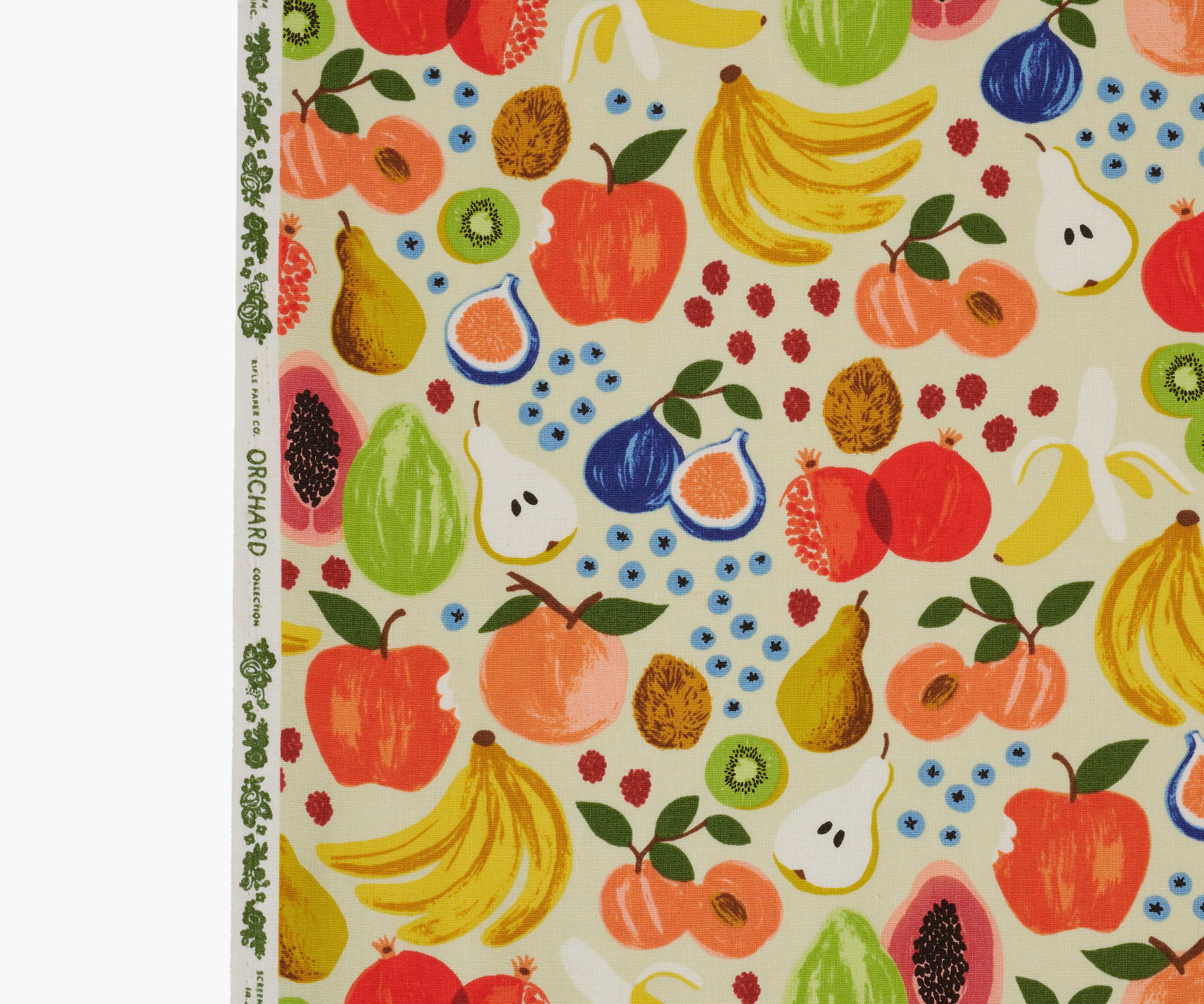 Fruit Stand Canvas Fabric - Natural