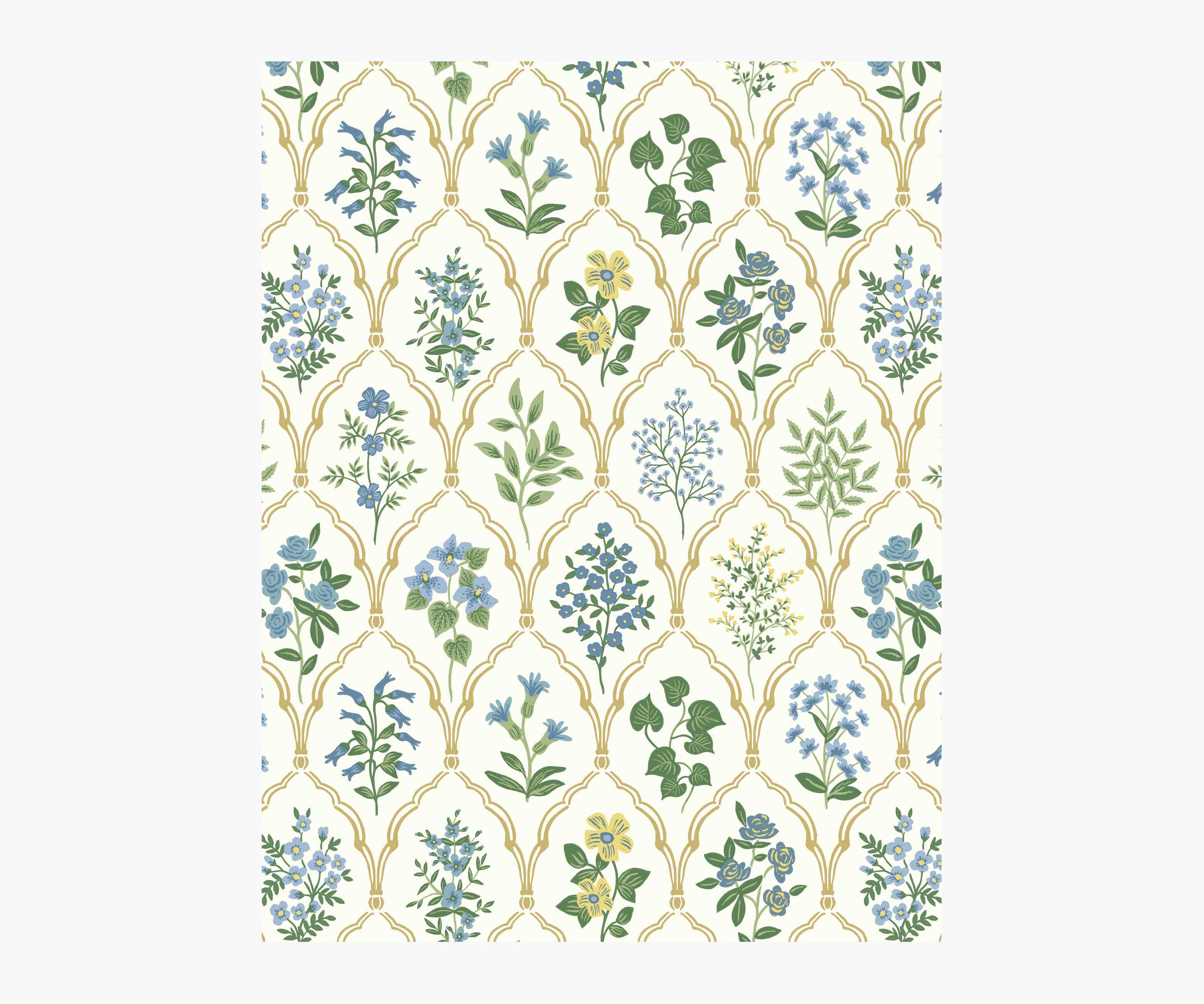 Hawthorne Wallpaper Sample - Blue & Green