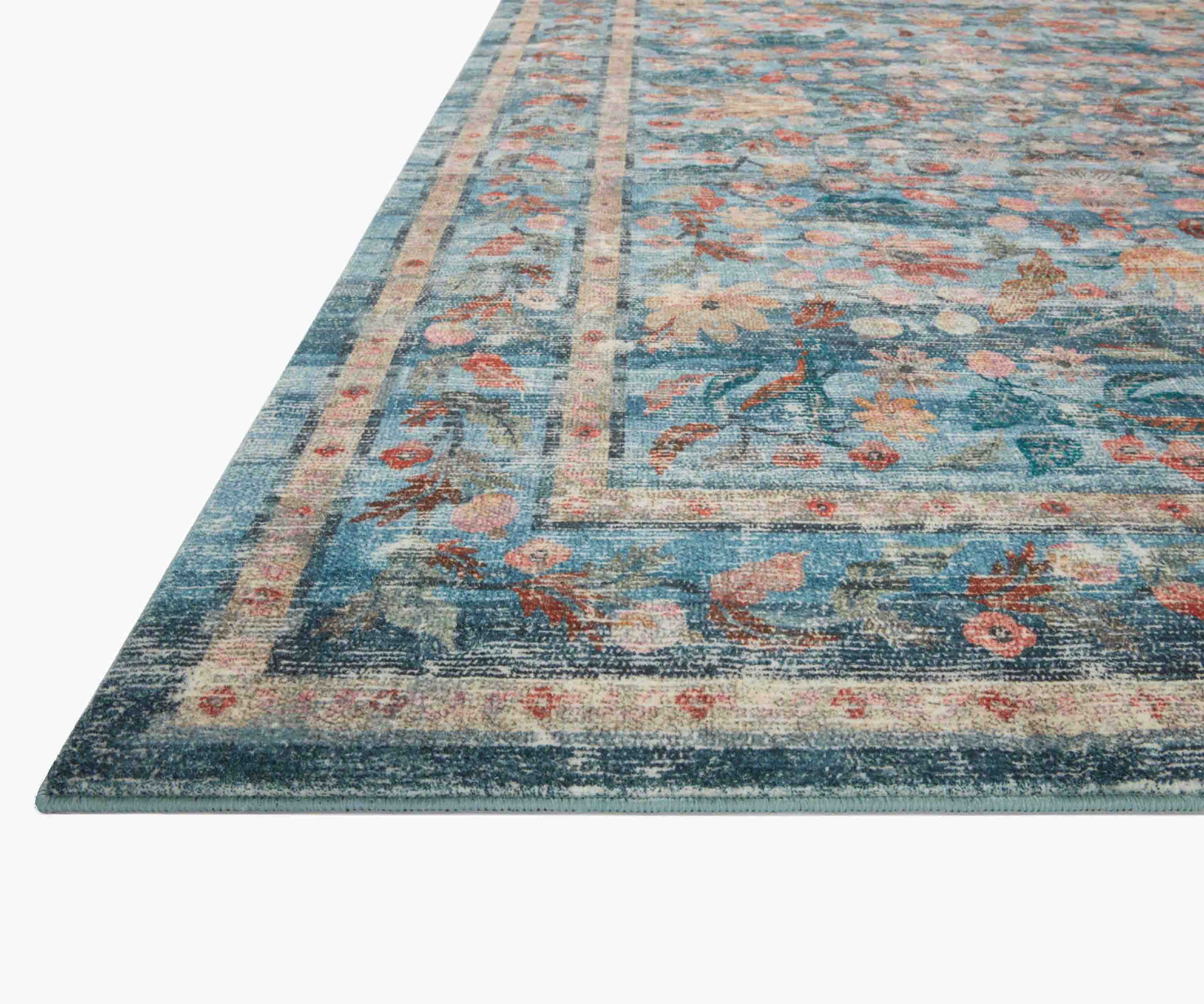 Courtyard Eve Printed Rug - Blue