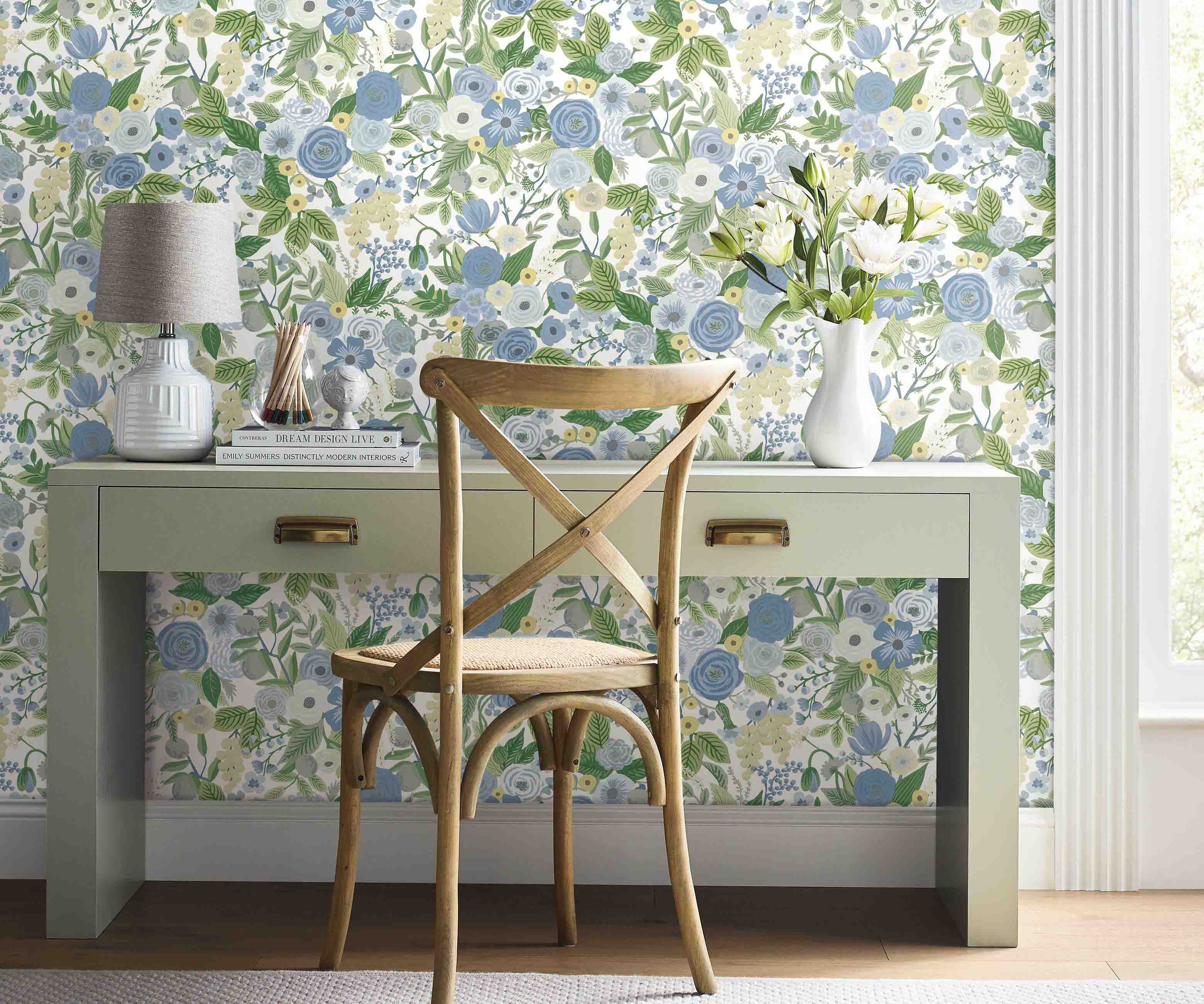 Garden Party Peel & Stick Wallpaper Sample - Blue & Green