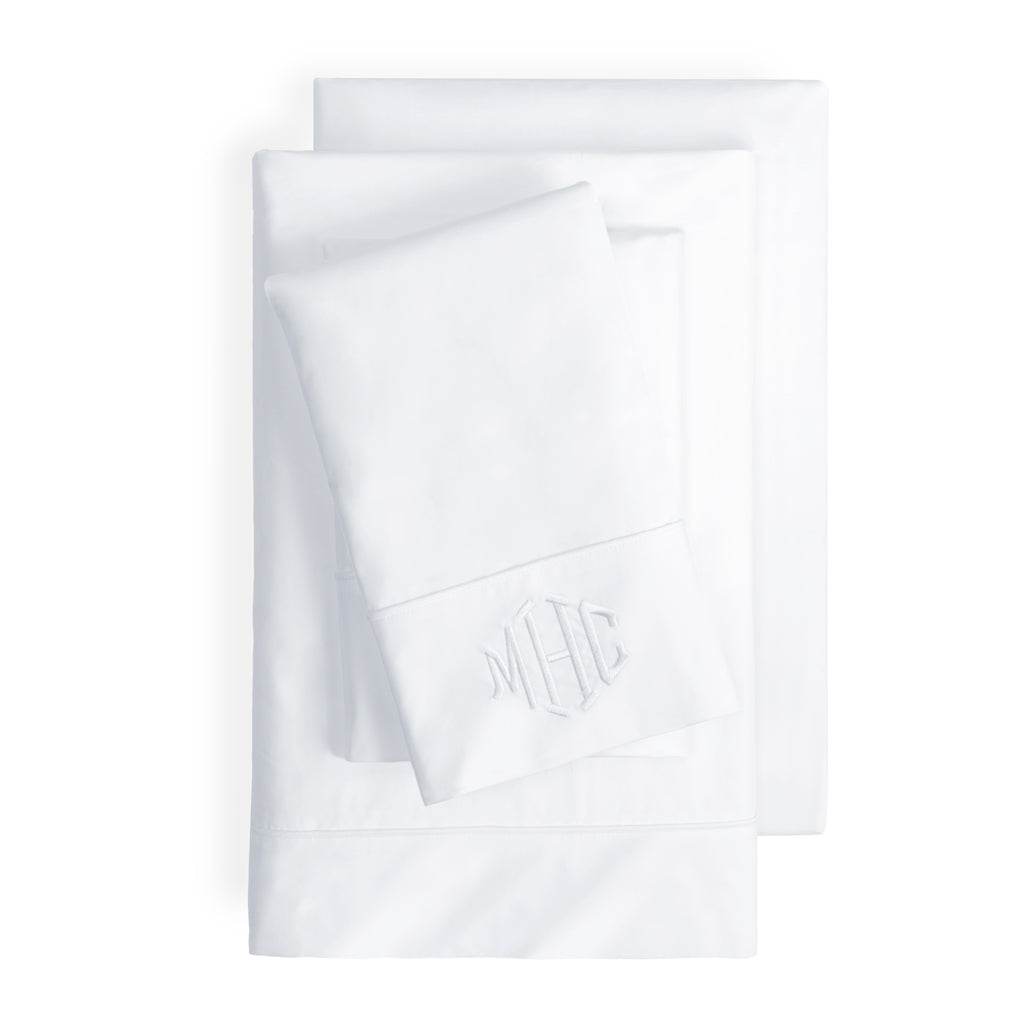 Bright White 400 Thread Count Percale Cotton Fitted Sheet