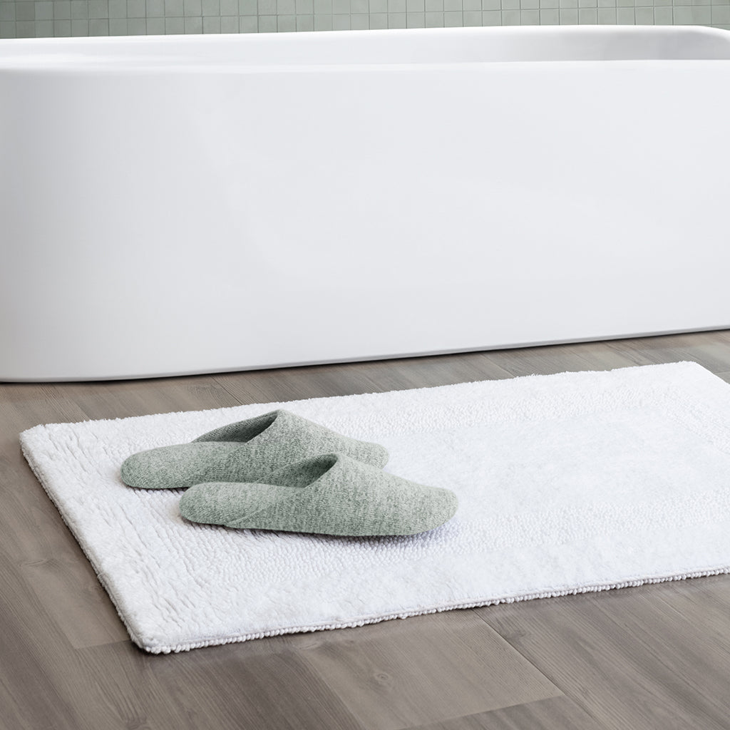 The White Tufted Border Bath Mat