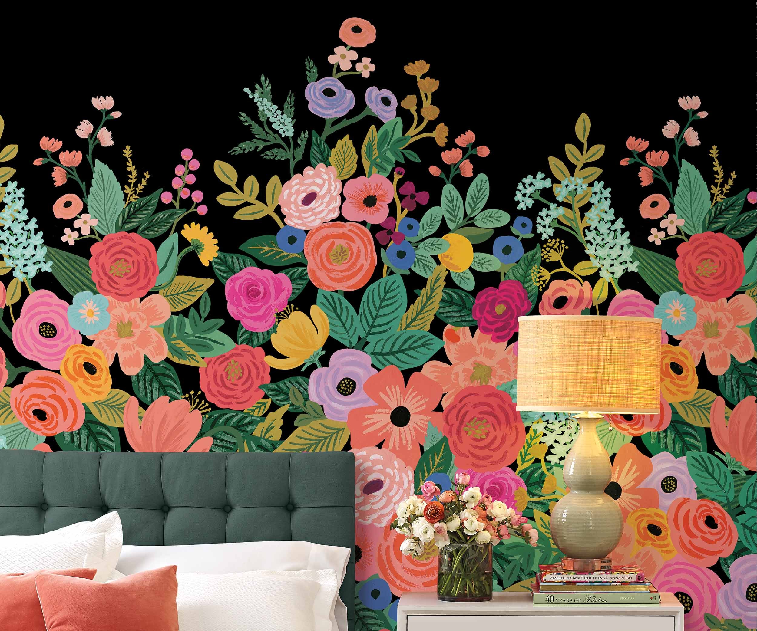 Garden Party Wallpaper Mural - Black