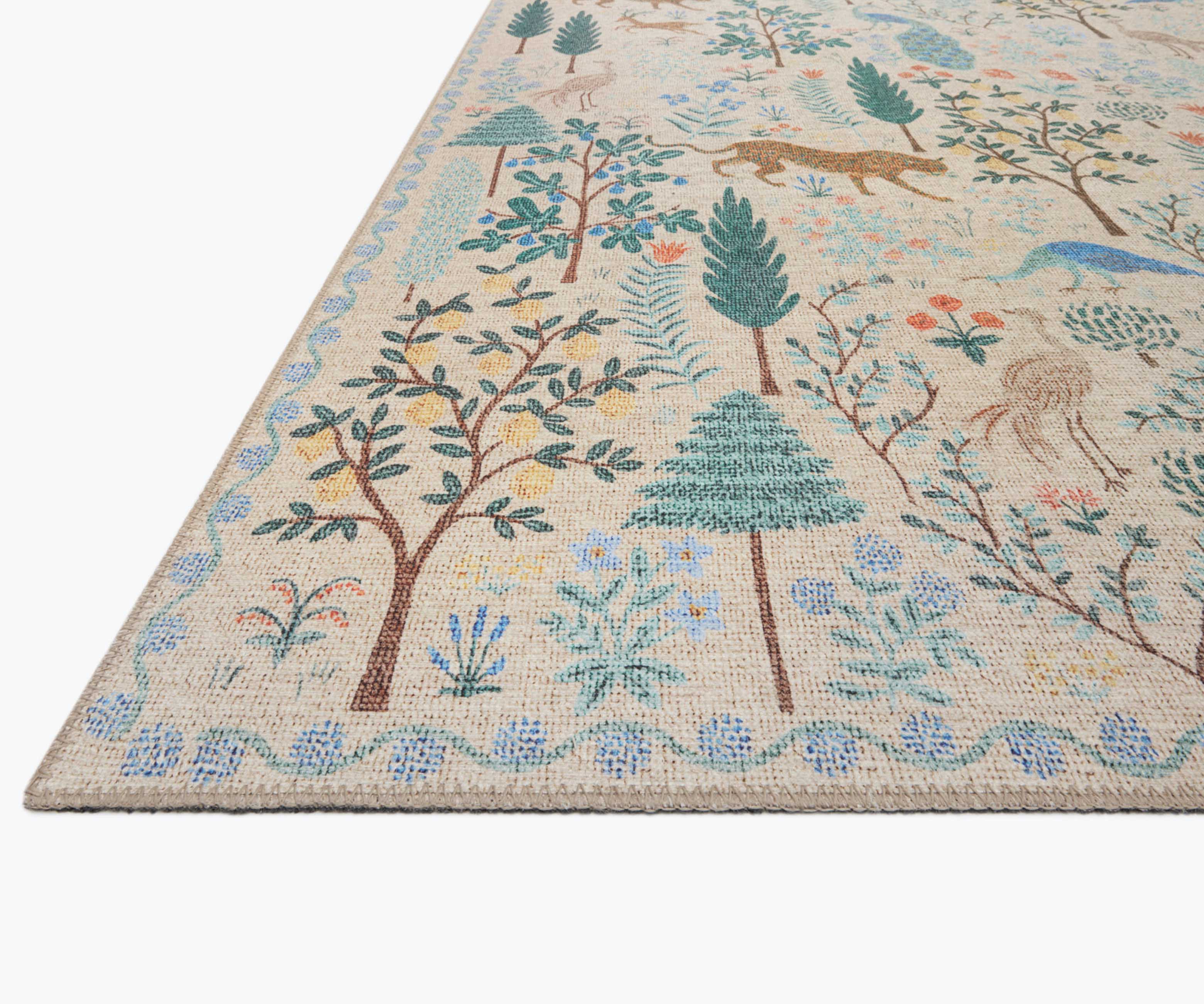 Menagerie Forest Printed Rug - Cream