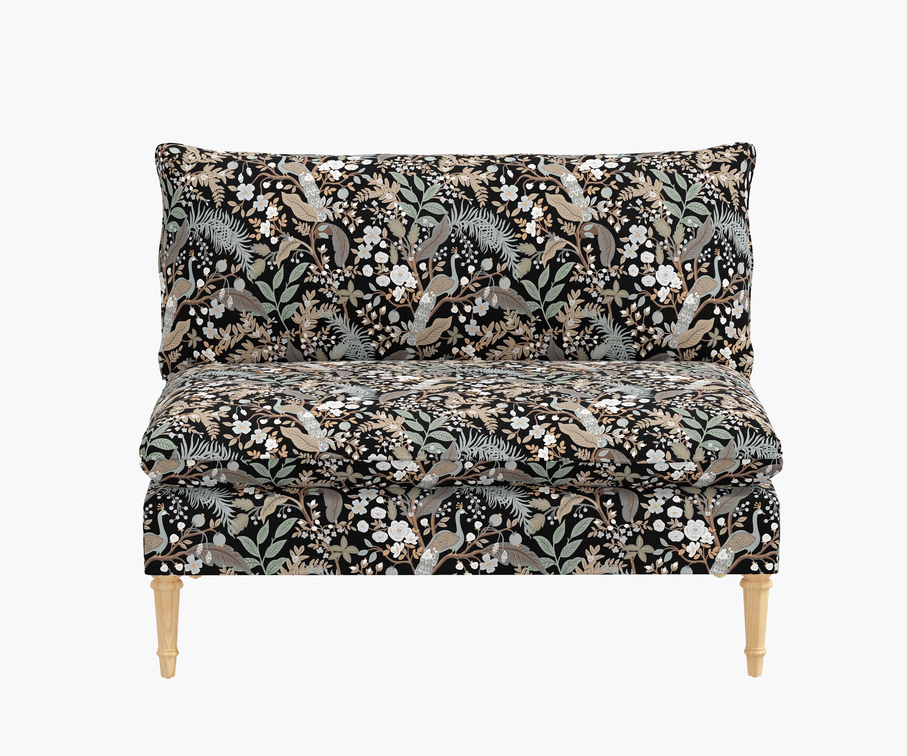 Louie Settee - Peacock Garden Black