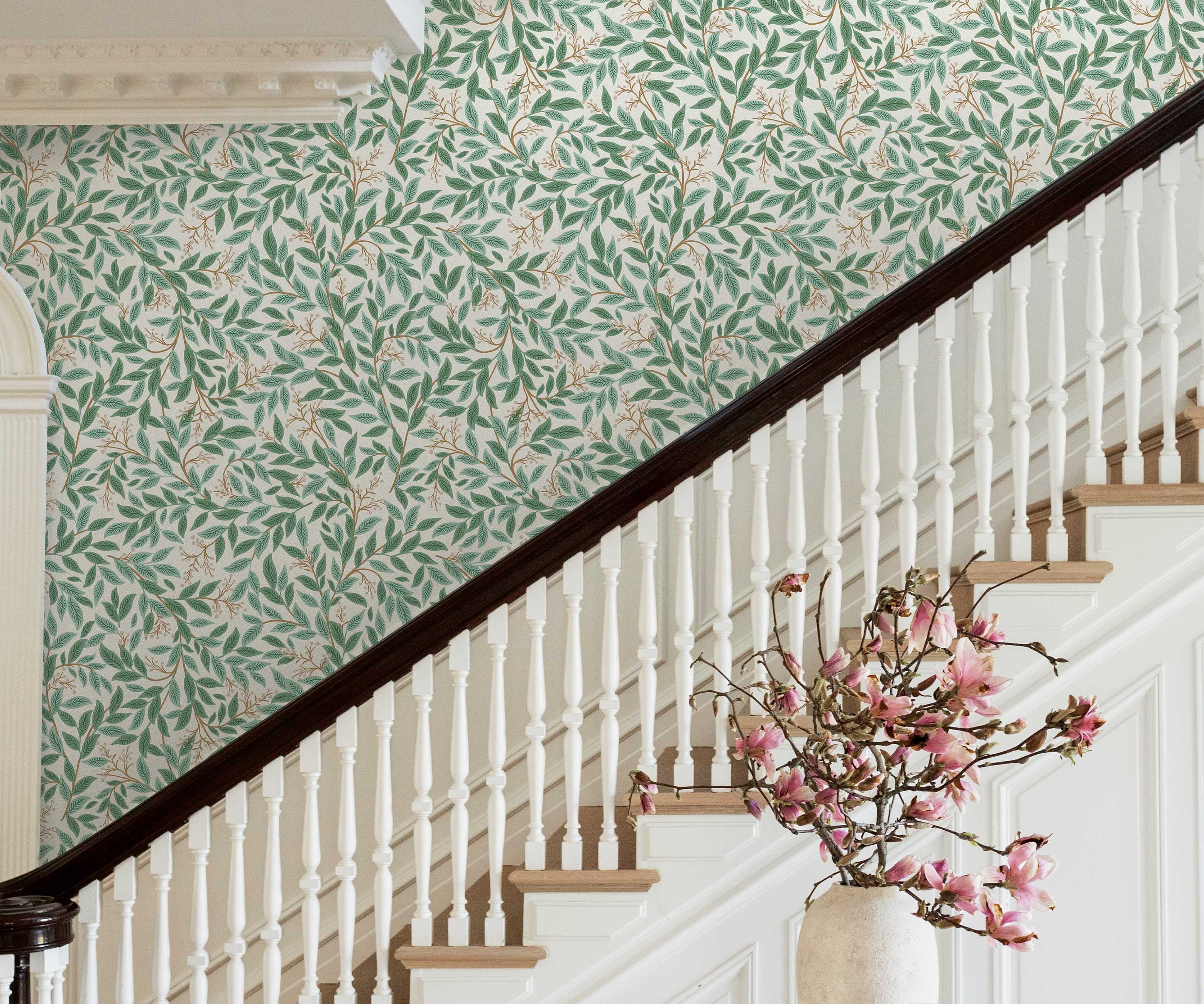 Willowberry Wallpaper Sample - Emerald & White