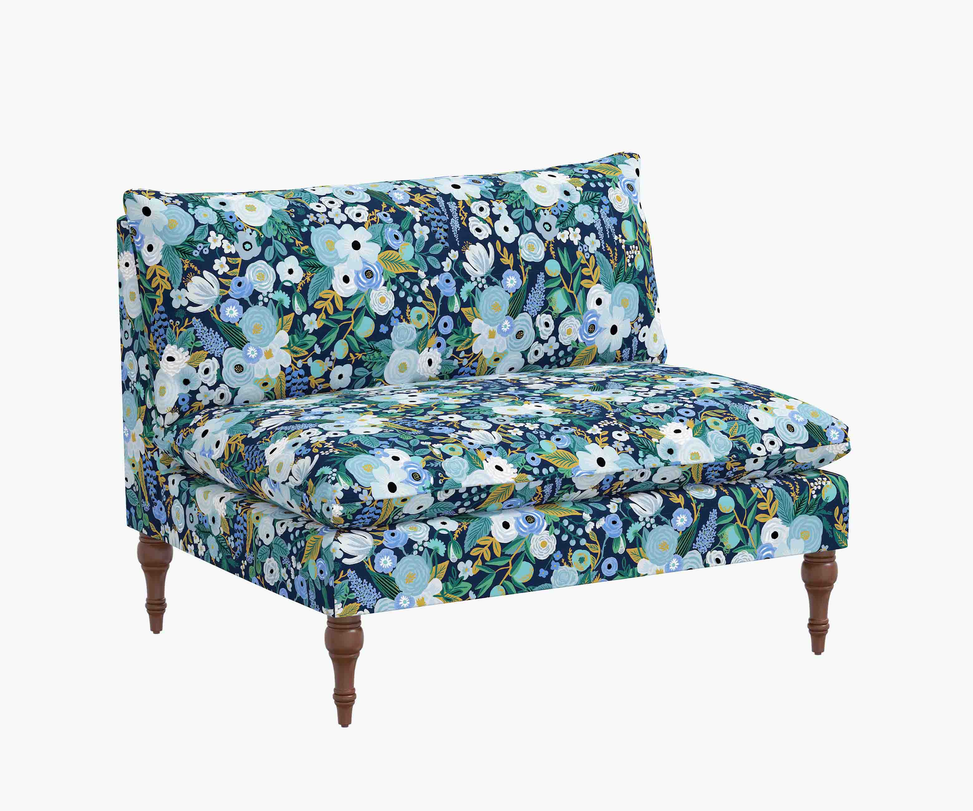 Louie Settee - Garden Party Blue