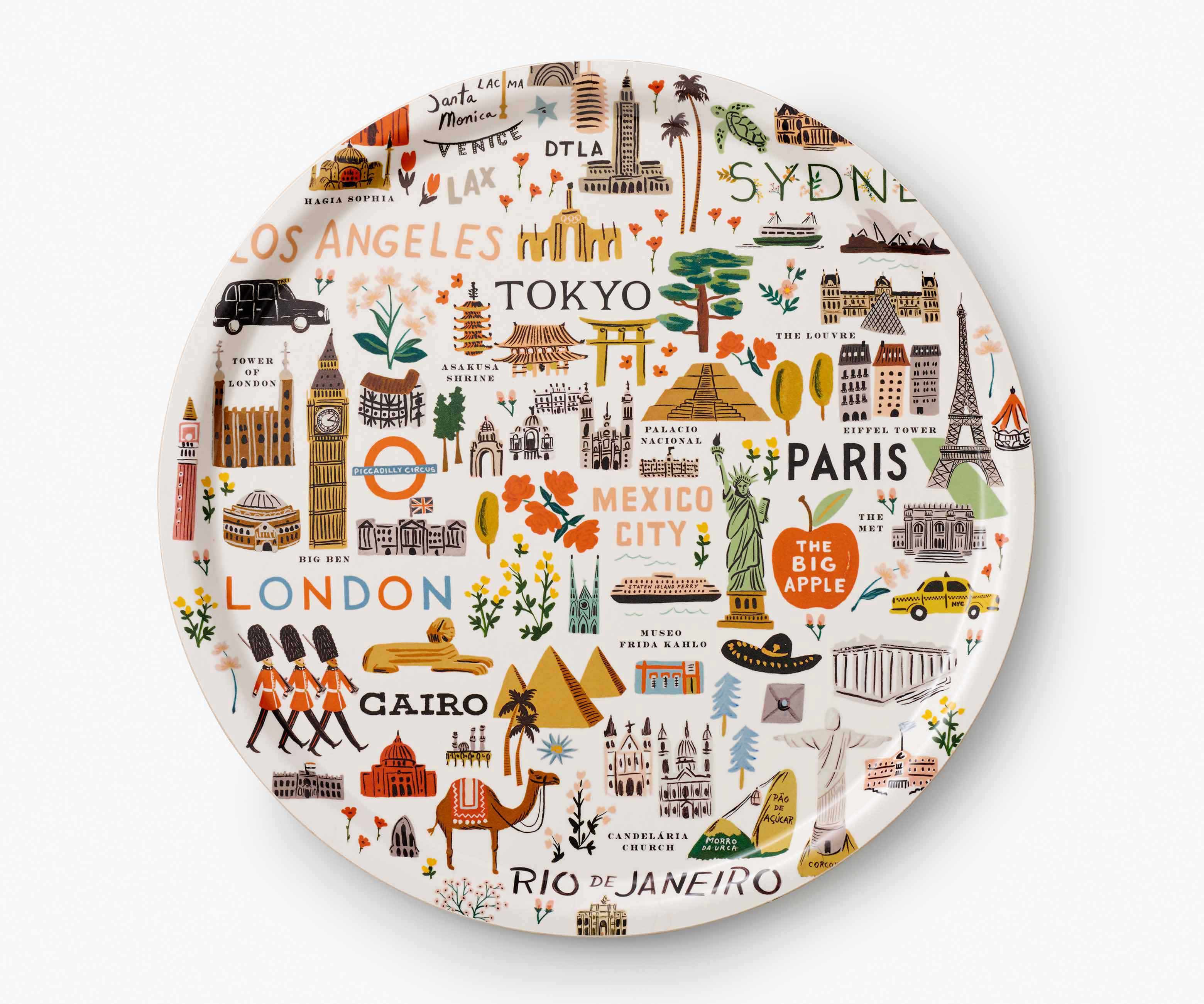 Round Serving Tray - Bon Voyage