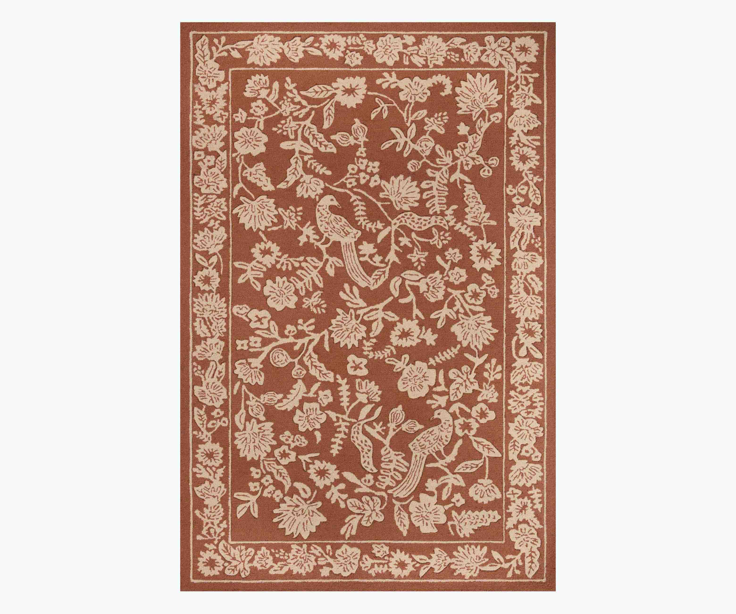 Arboretum Aviary Wool-Hooked Rug - Amber