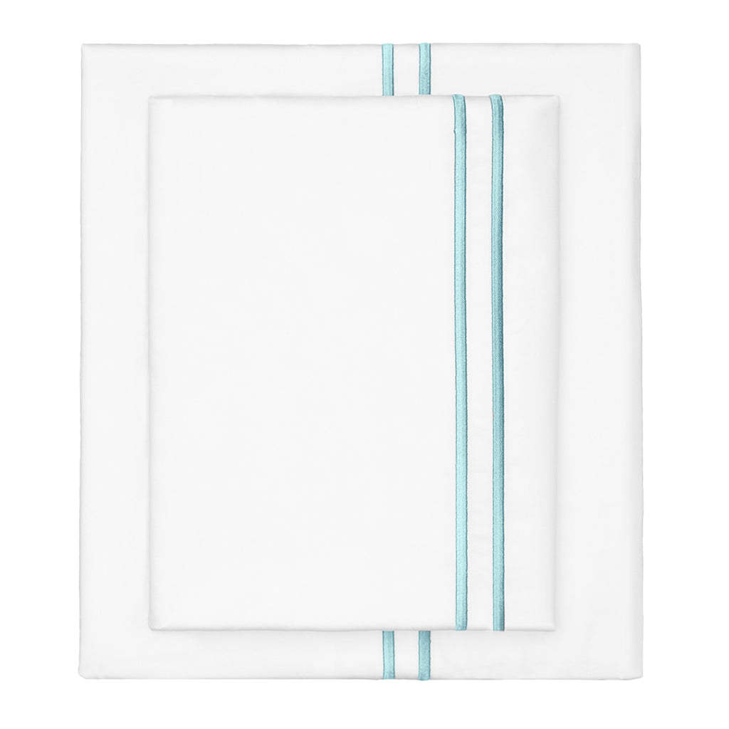 Turquoise Lines Embroidered Flat Sheet