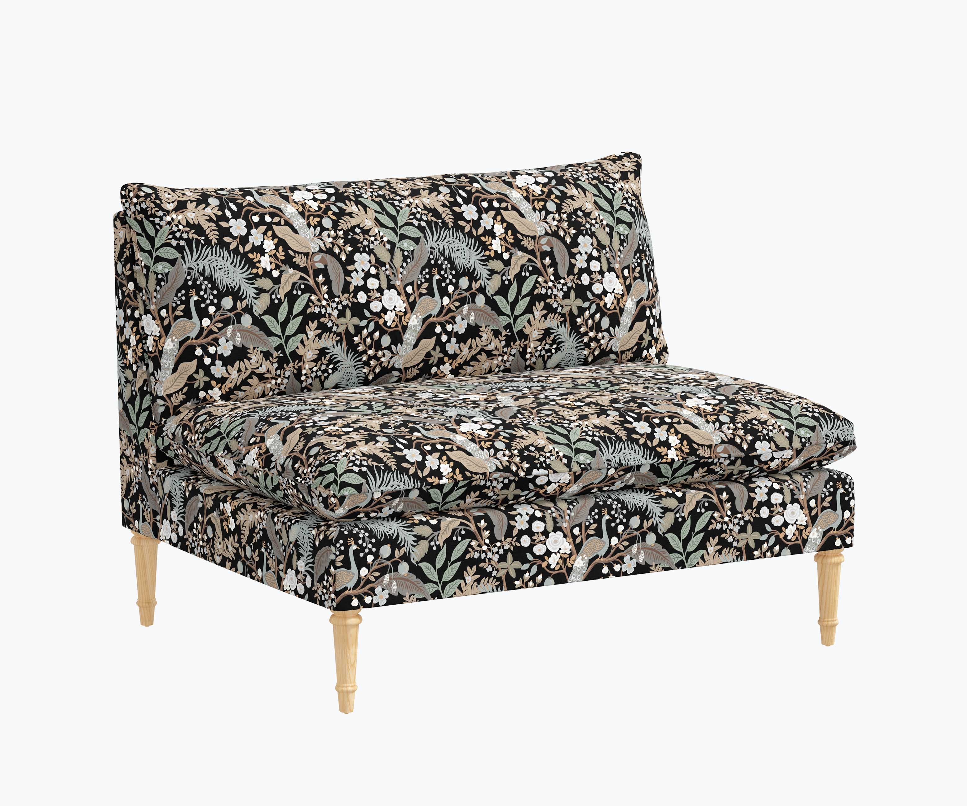 Louie Settee - Peacock Garden Black