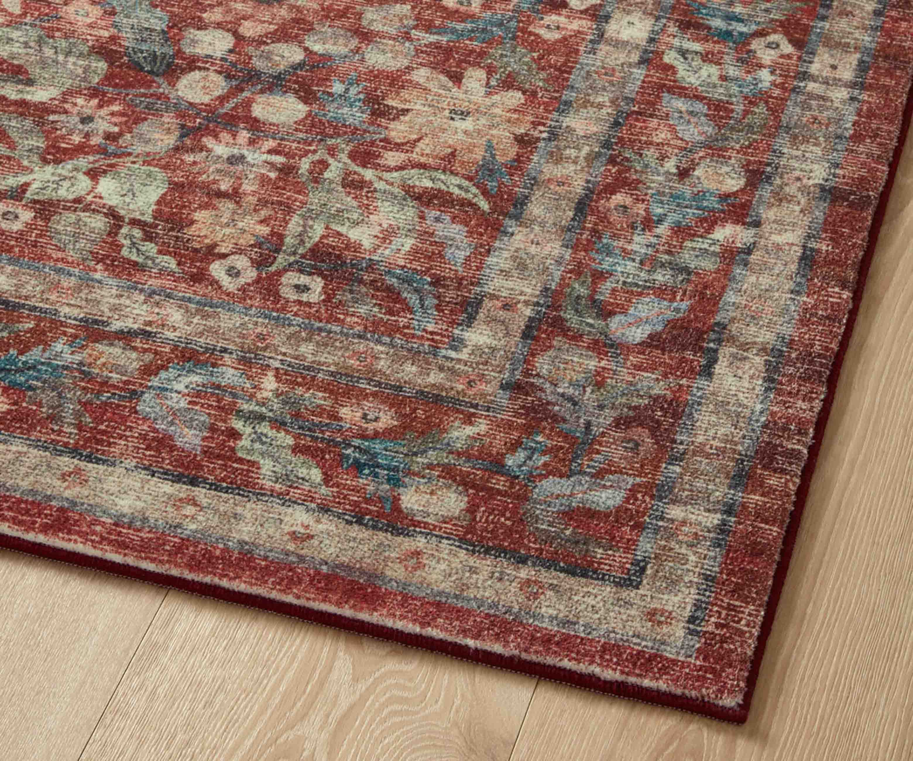 Courtyard Eve Printed Rug - Crimson