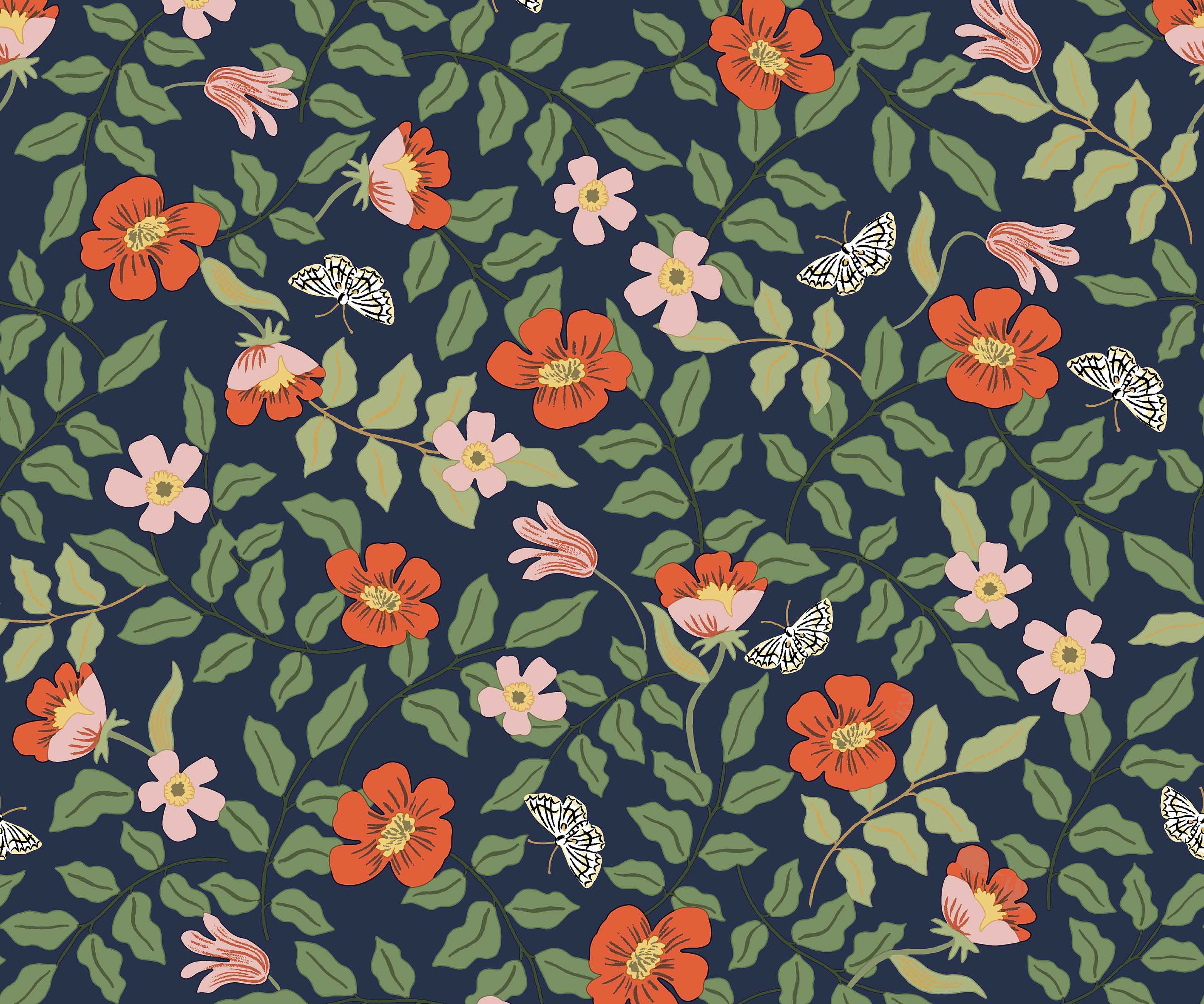 Primrose Peel & Stick Wallpaper - Rose & Navy