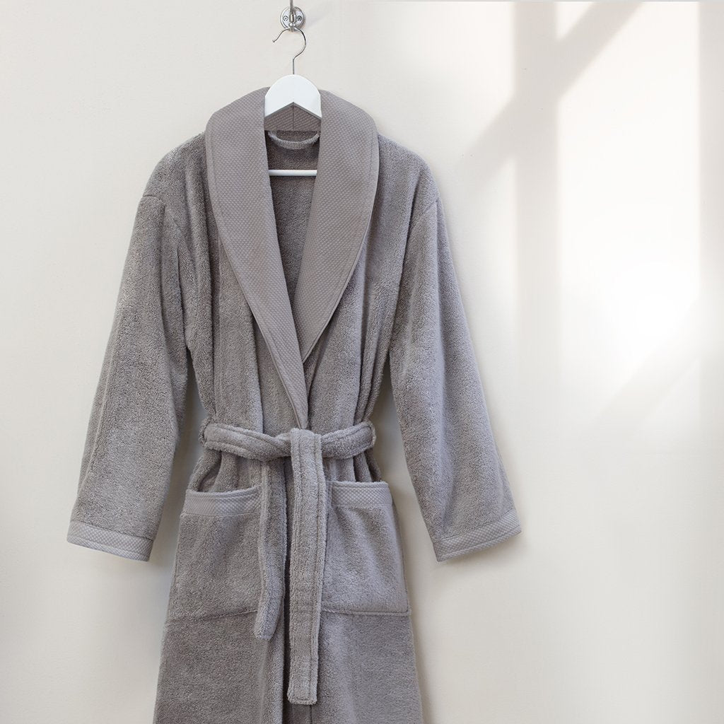 Grey Plush Cotton Bathrobe