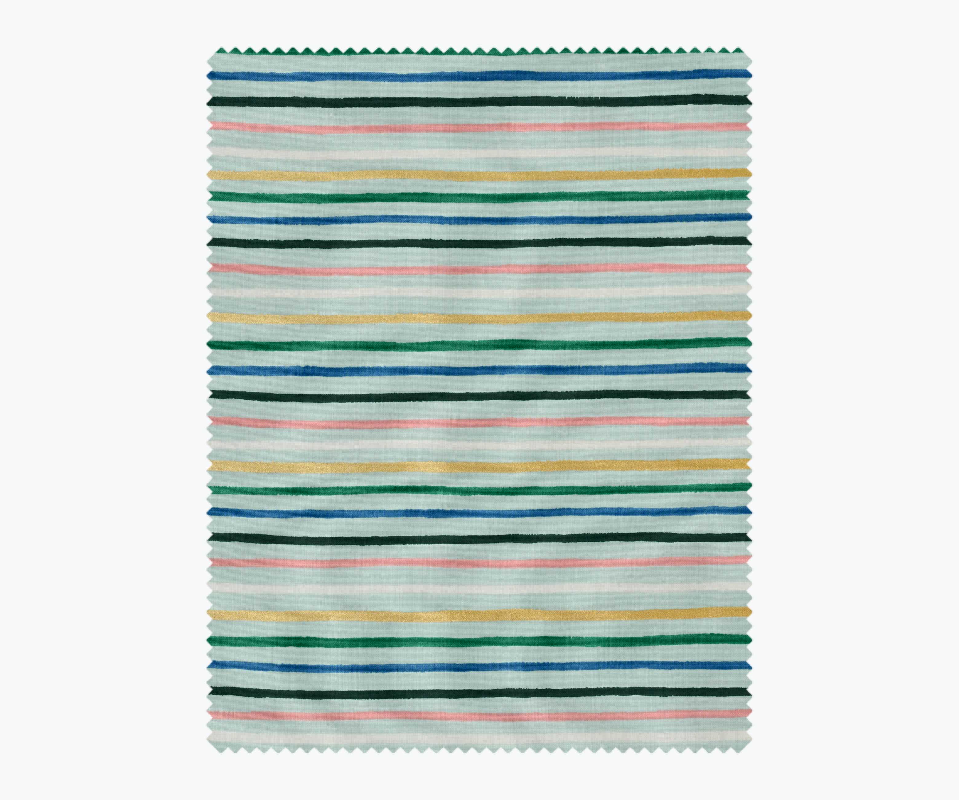 Happy Stripe Cotton Metallic Fabric - Mint