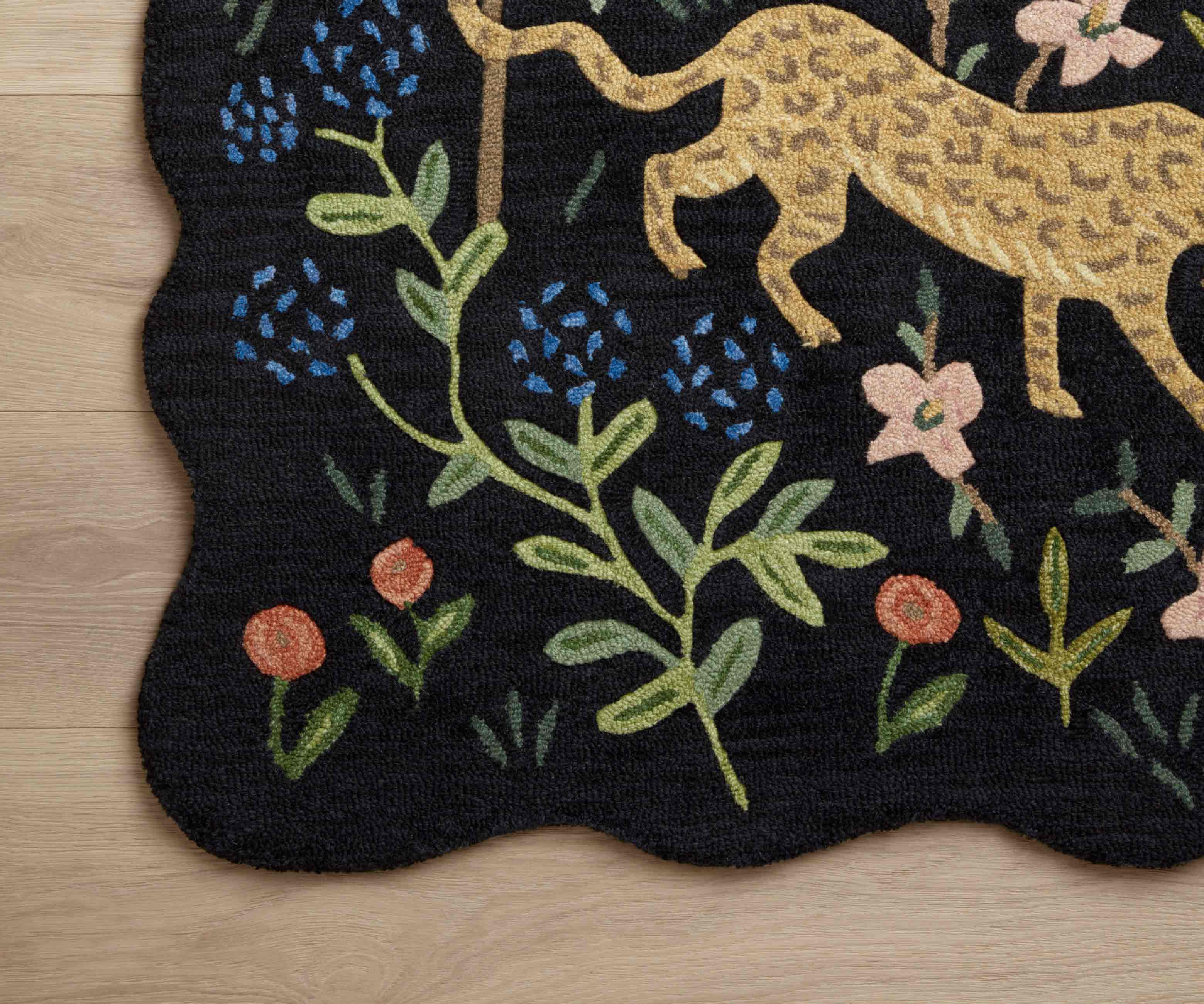 Menagerie Wool-Hooked Rug - Black