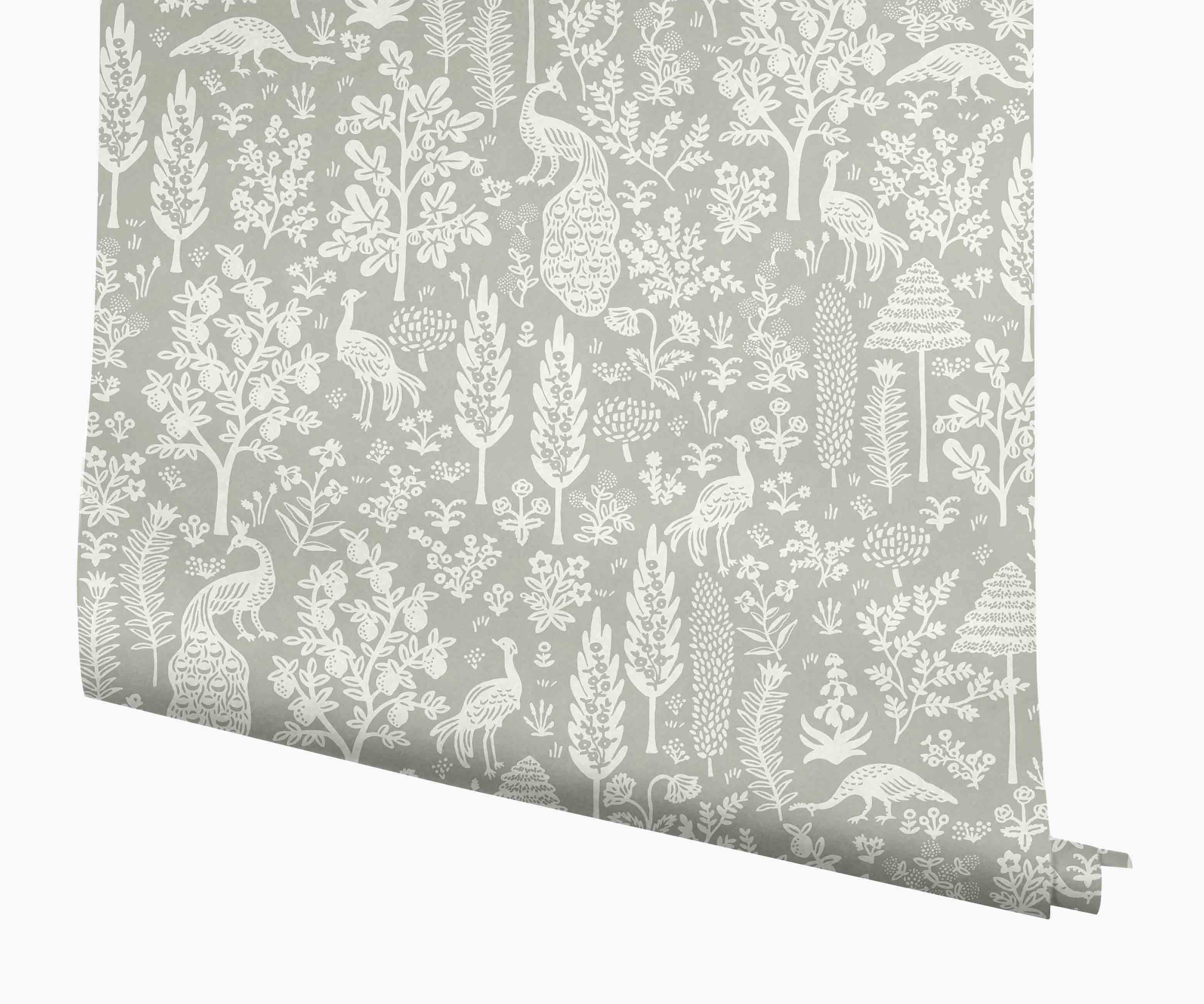 Menagerie Toile Wallpaper - Grey & White