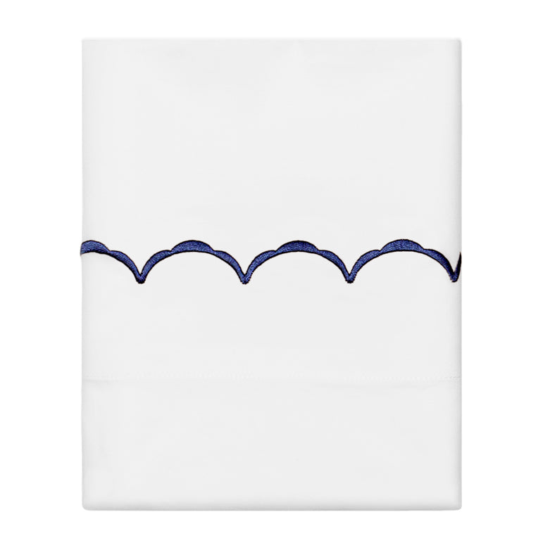 Navy Blue Wavelet Embroidered Pillowcase Pair