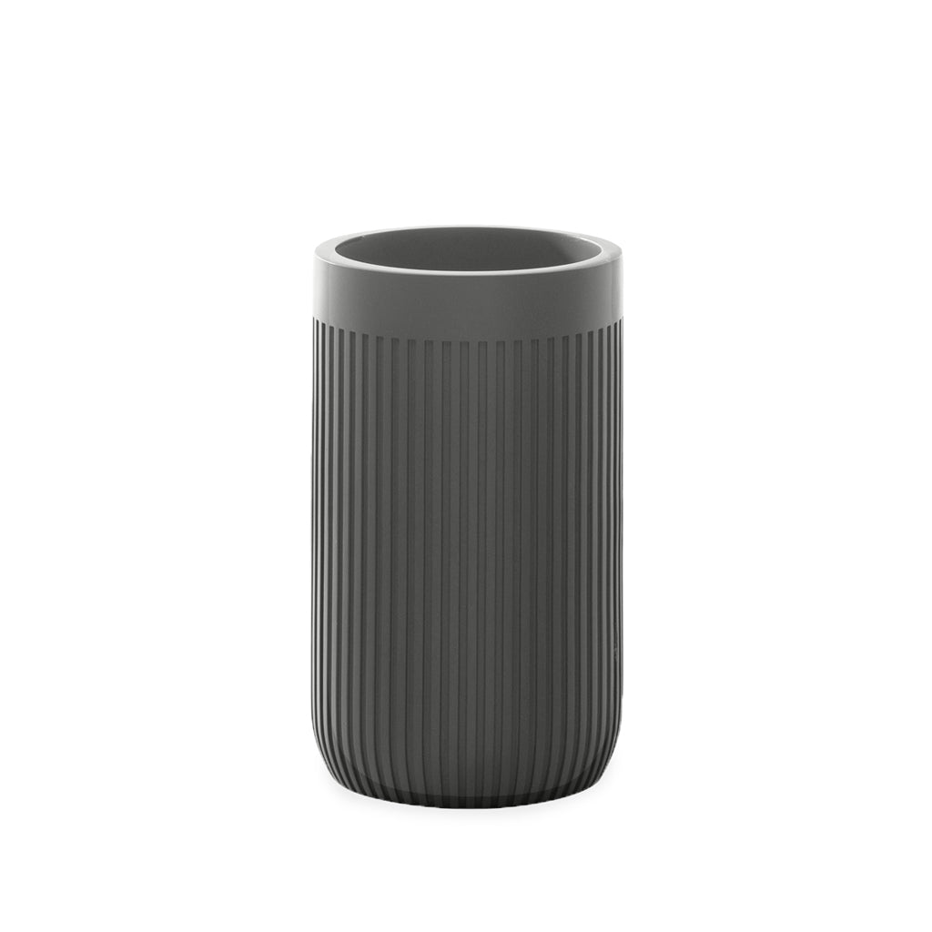 Modern Ribbed Grey Bath Accessories, Tumbler