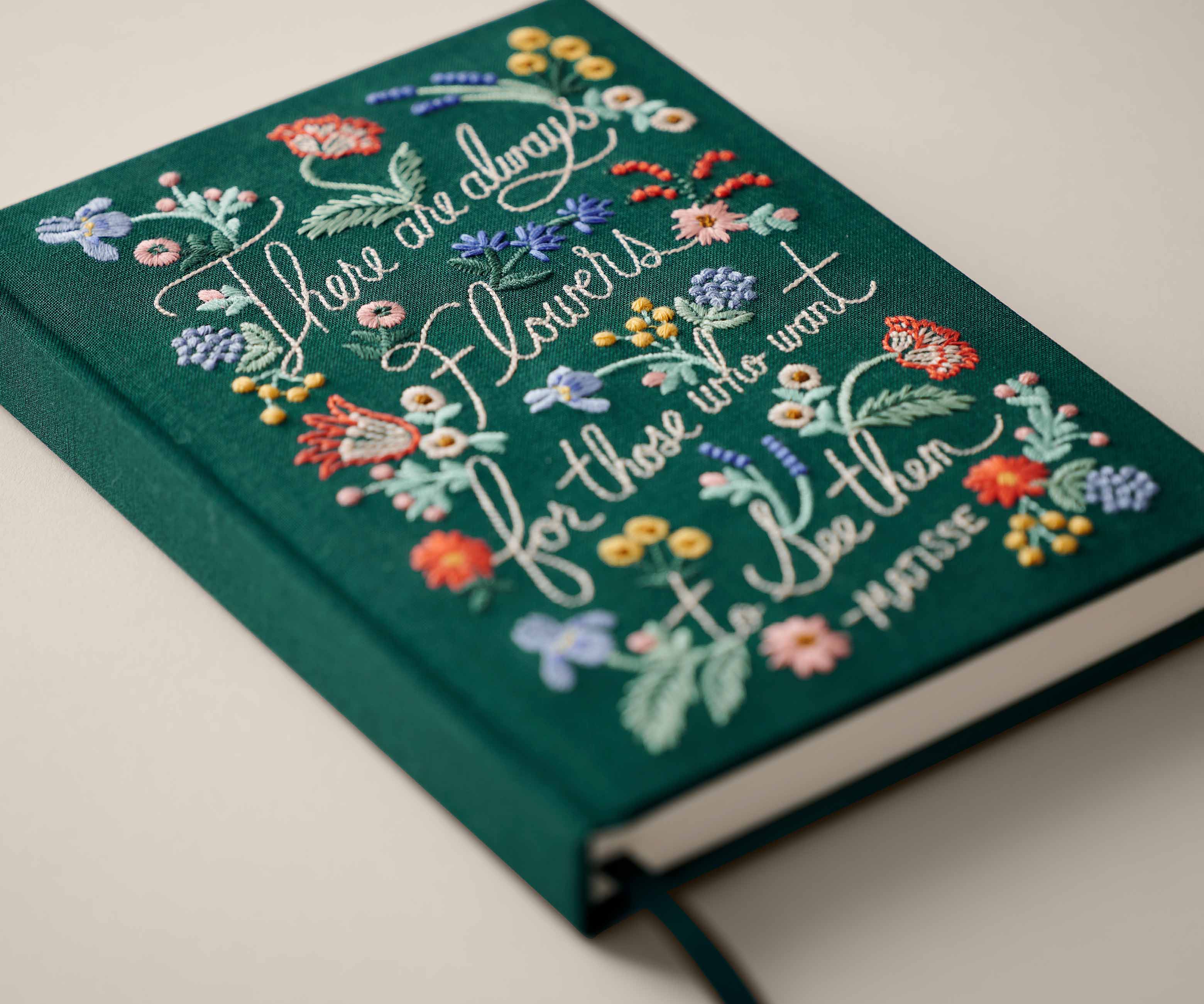 Embroidered Journal - There Are Always Flowers