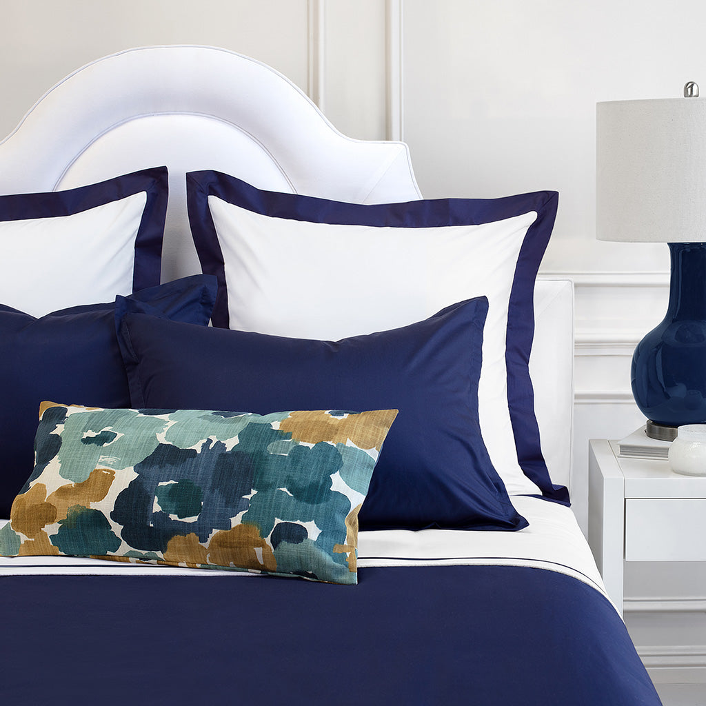 Navy Blue Linden Border Sham Pair