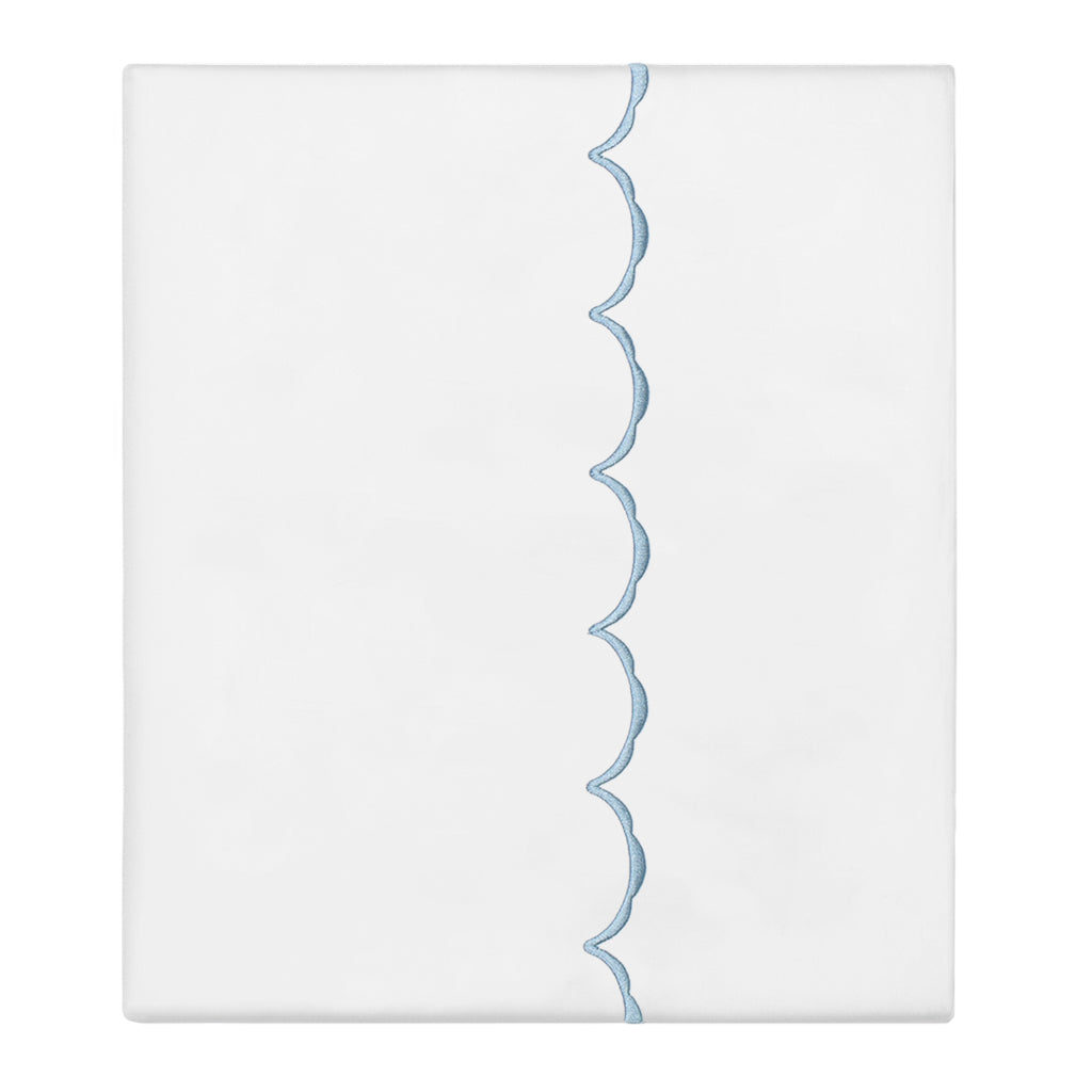 French Blue Wavelet Embroidered Flat Sheet