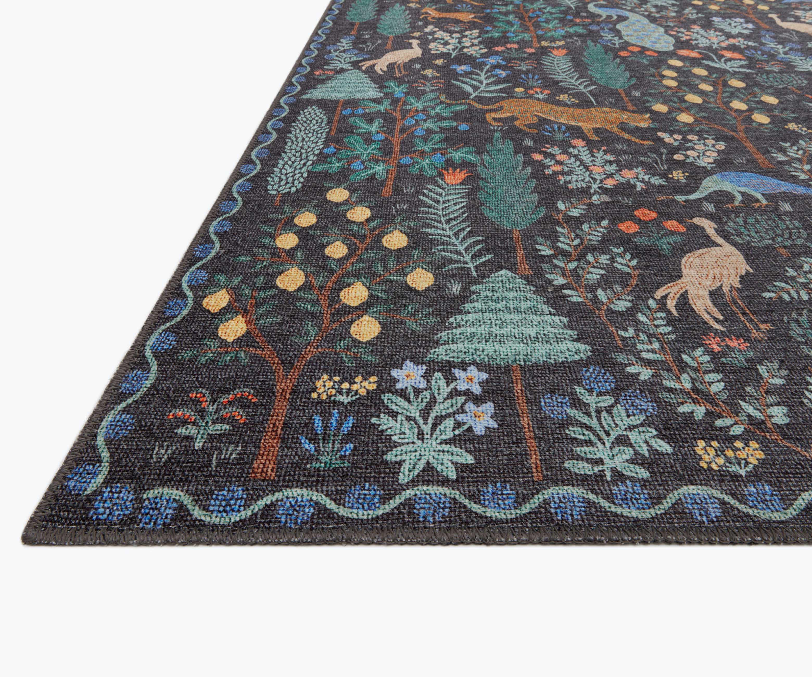 Menagerie Forest Printed Rug - Black