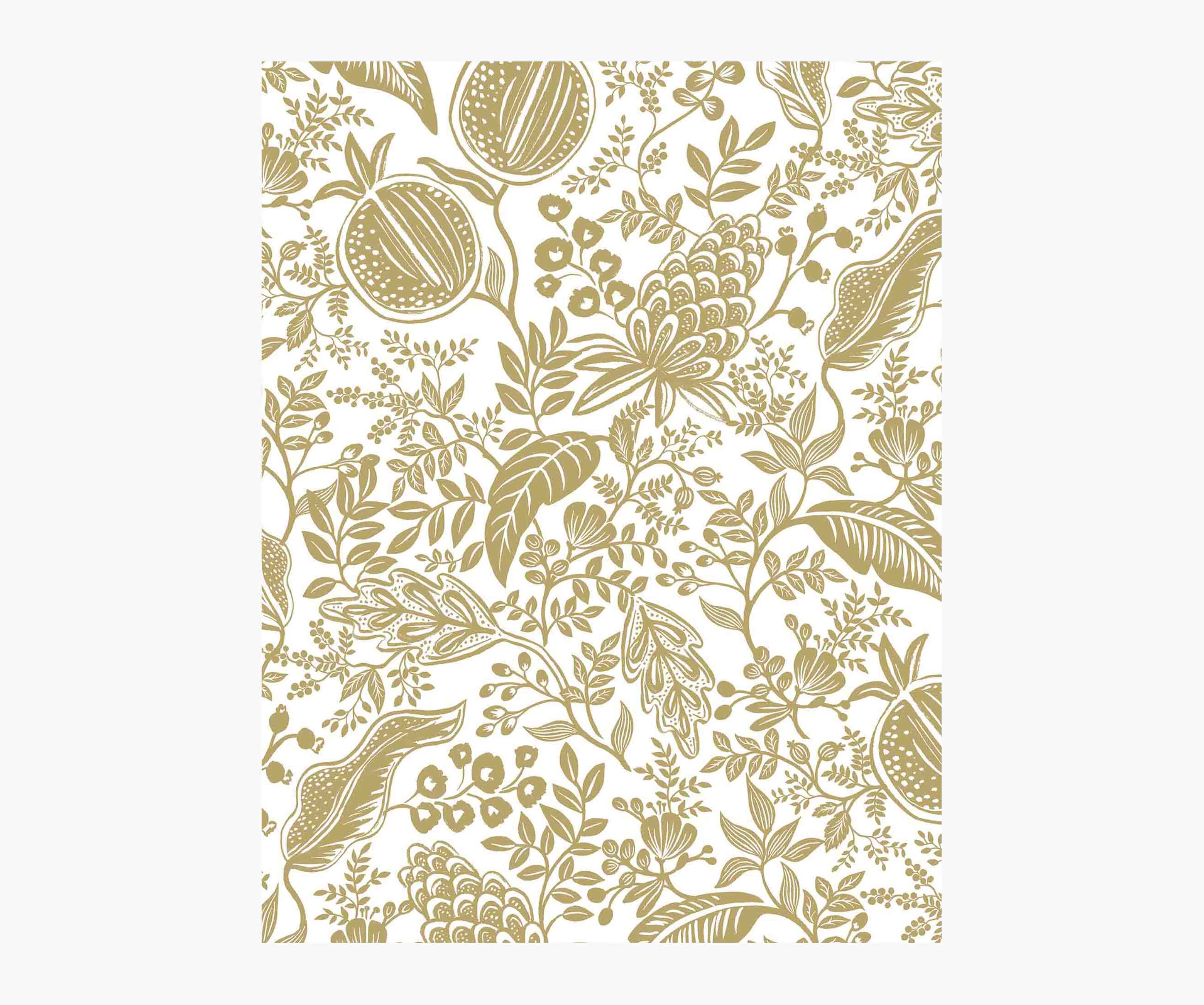 Pomegranate Wallpaper Sample - White & Metallic Gold