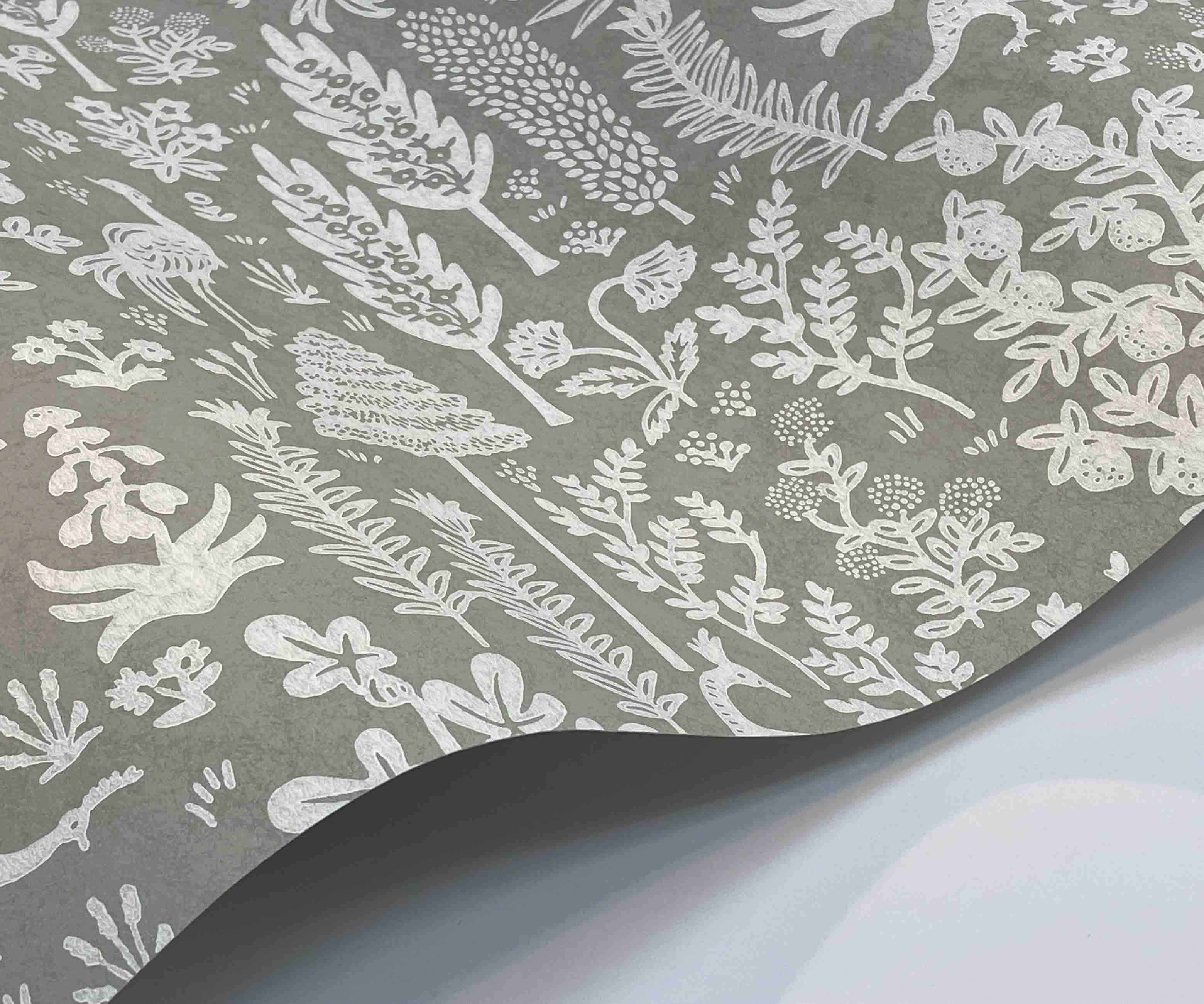 Menagerie Toile Wallpaper Sample - Grey & White