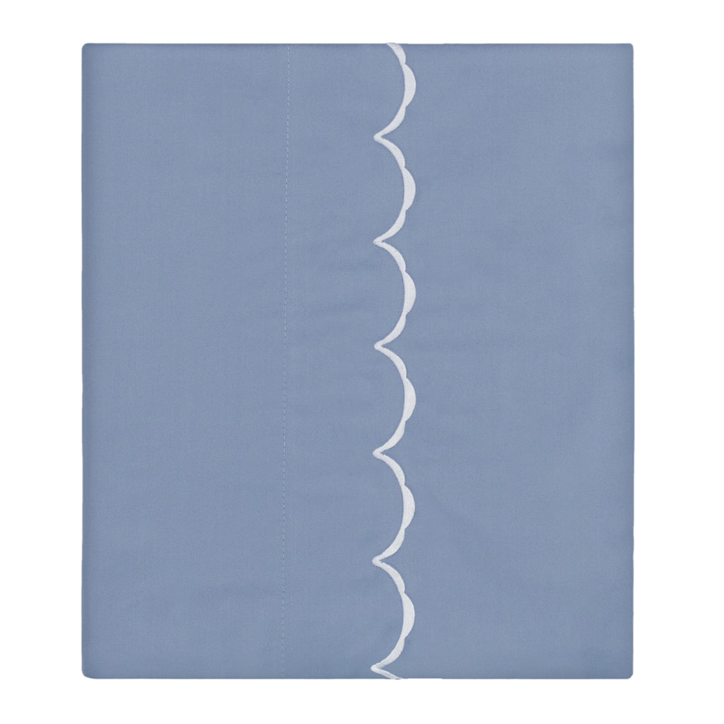 Coastal Blue Wavelet Embroidered Flat Sheet