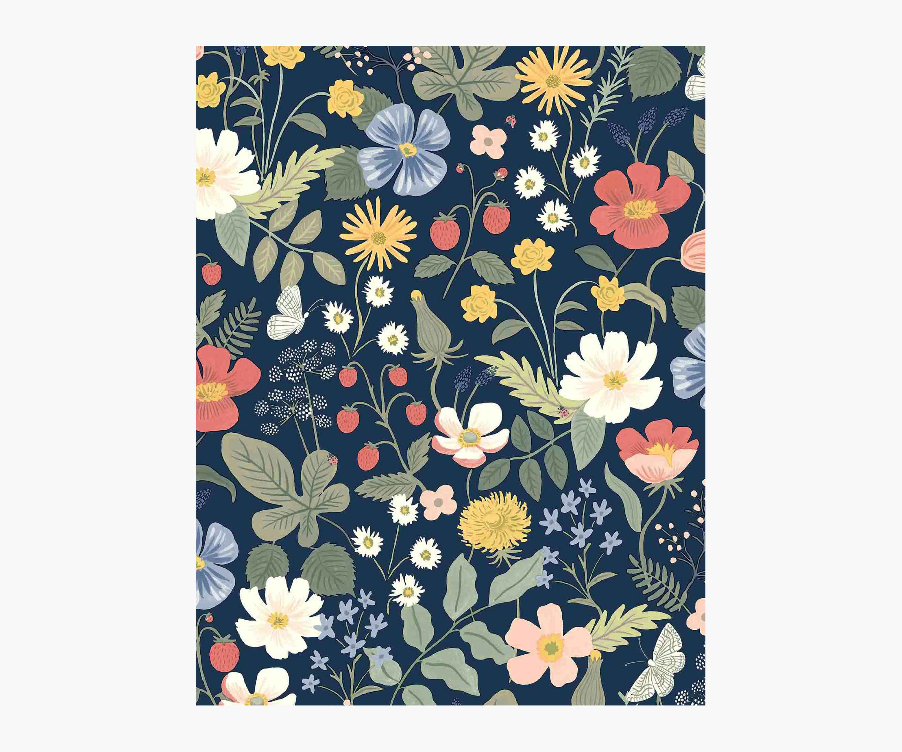 Strawberry Fields Wallpaper Sample - Navy