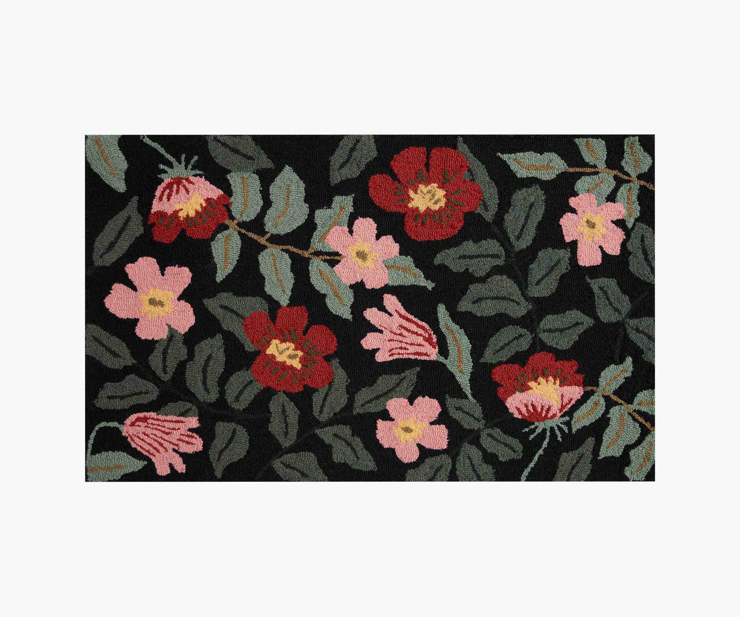 Minnie Primrose Wool-Hooked Rug -  Black Multi