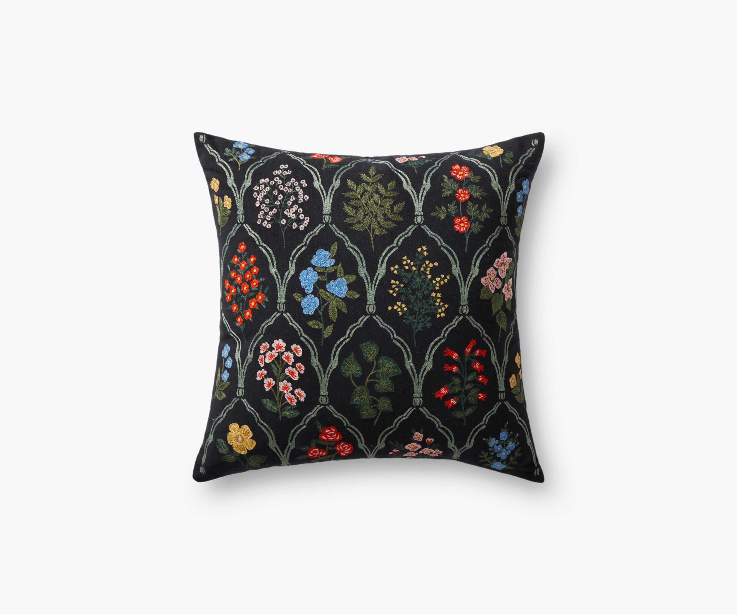 Hawthorne Embroidered Pillow - Black