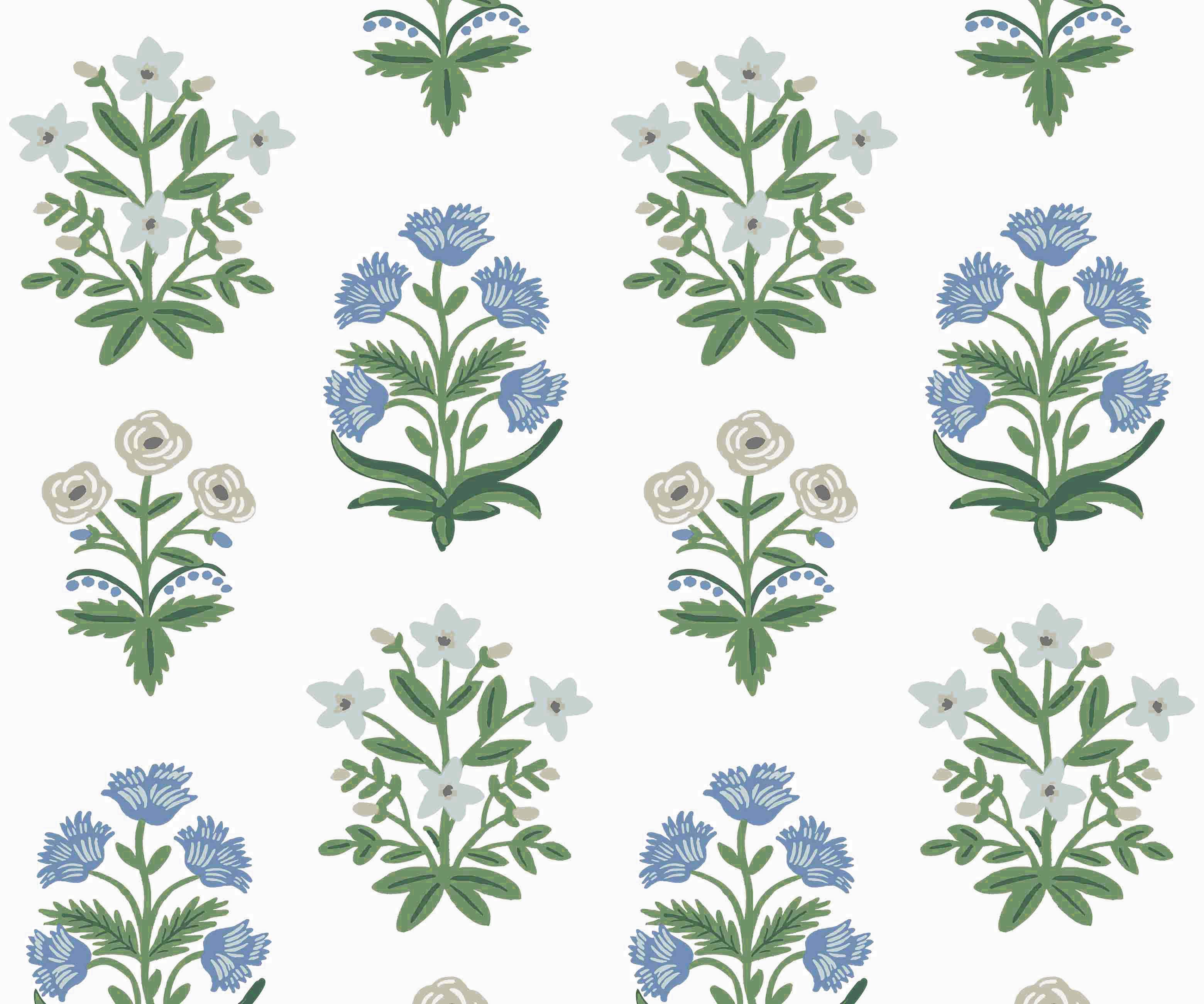 Mughal Rose Wallpaper - Indigo