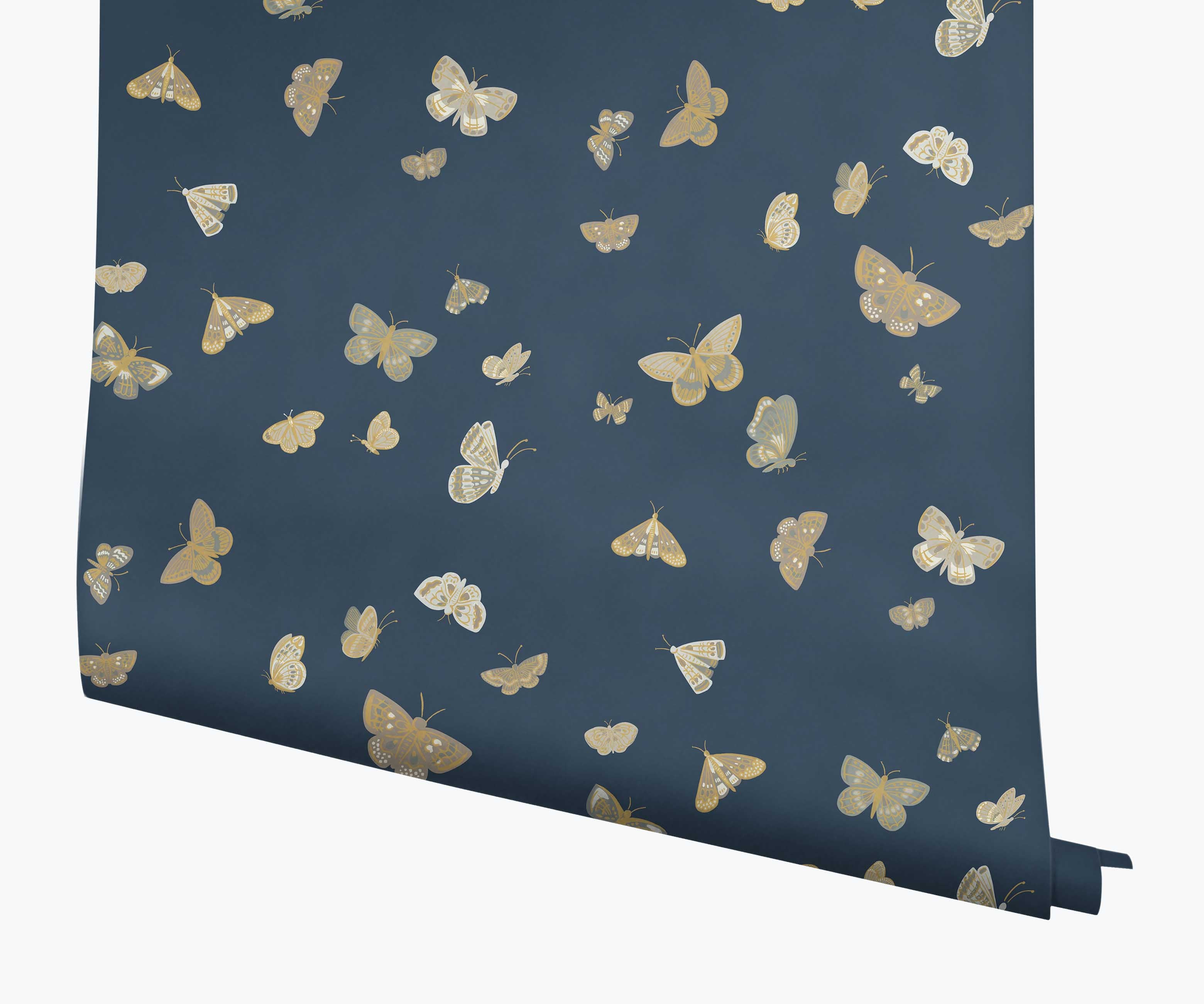 Butterfly House Wallpaper - Navy