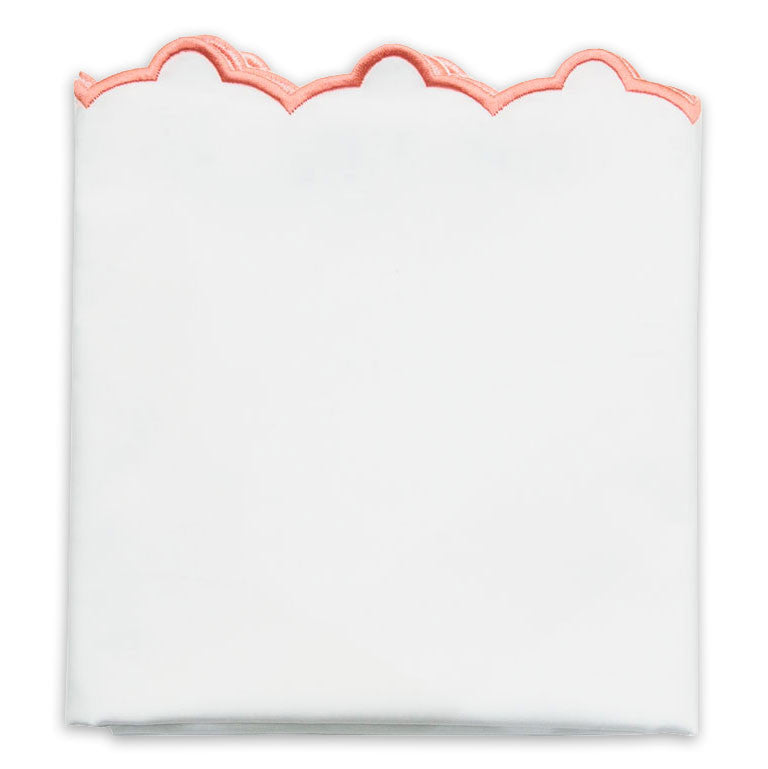 Coral Scalloped Embroidered Pillowcase Pair