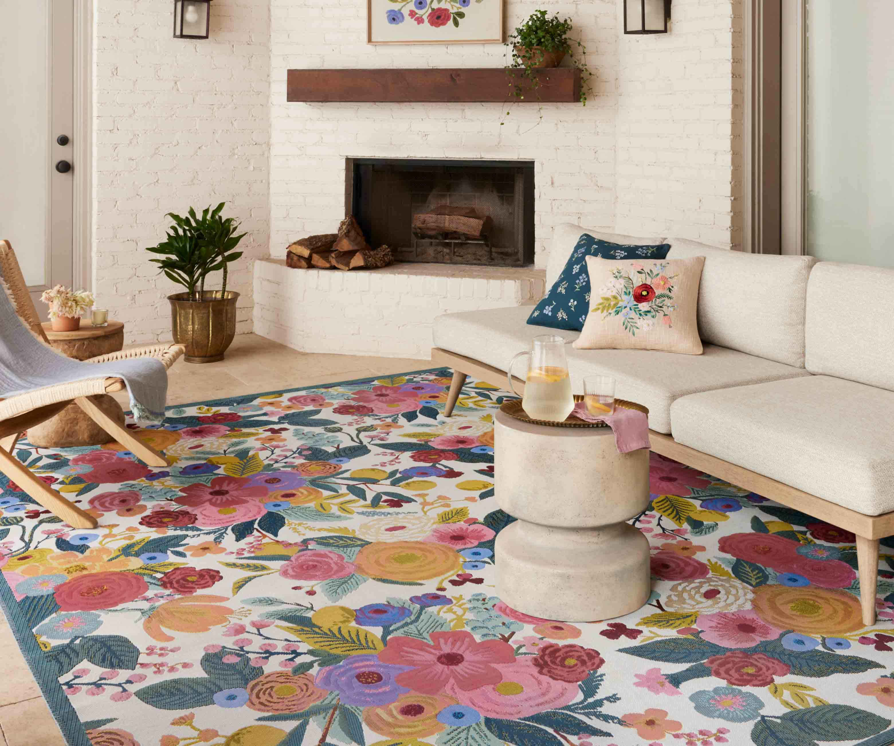 Perennial Garden Party Power Loomed Rug - Rose Multi