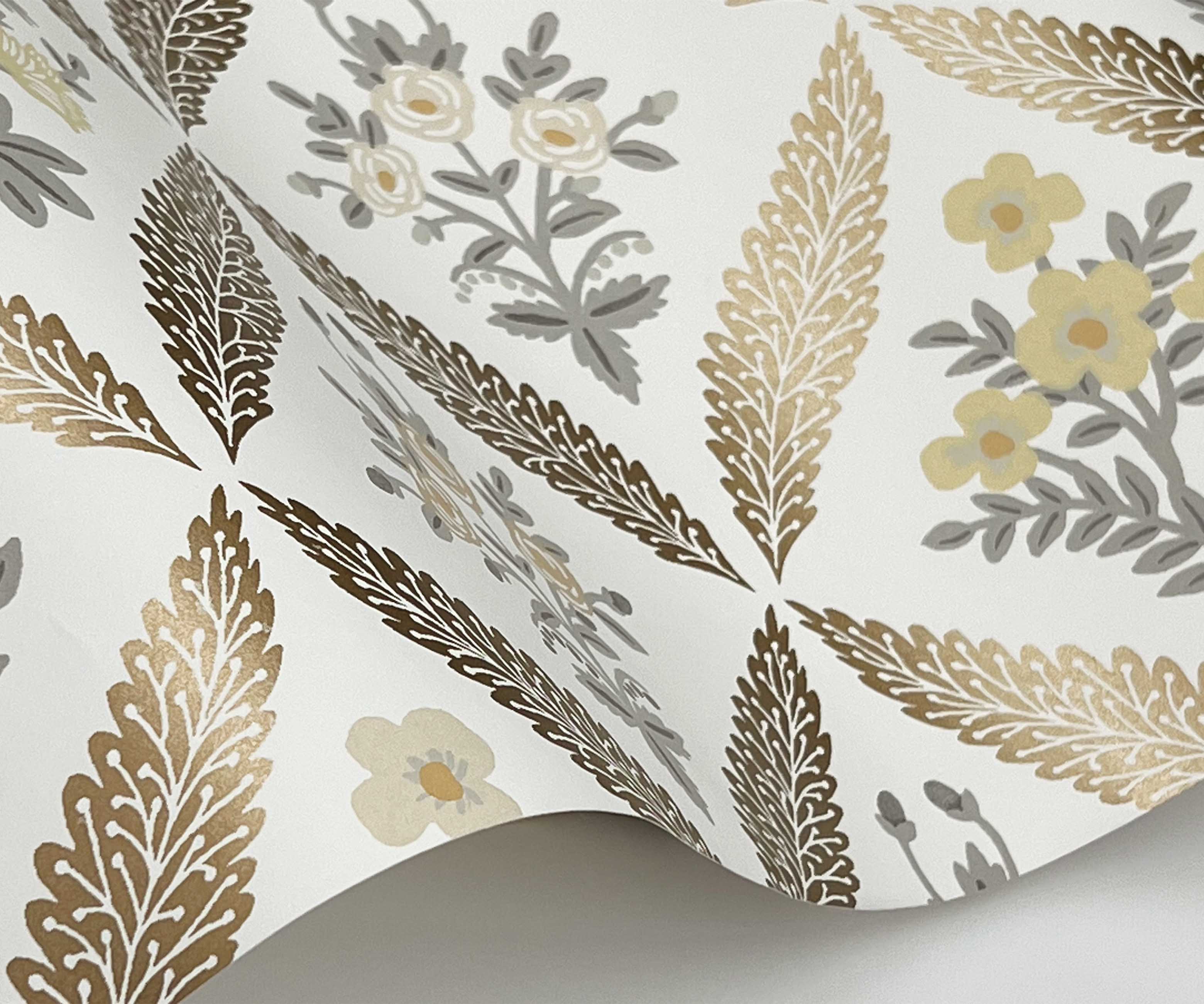 Estee Garden Wallpaper Sample - Gold Multi