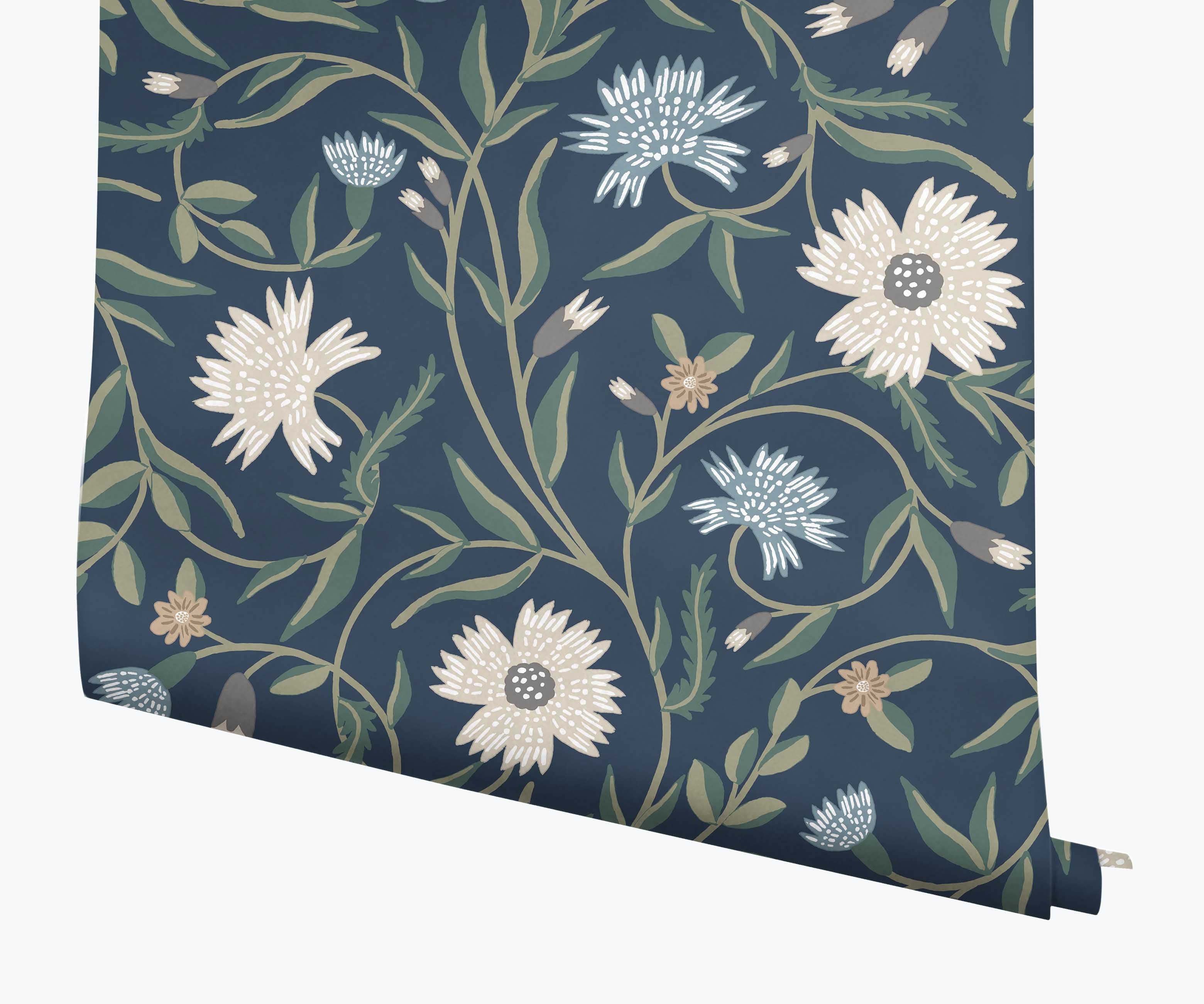 Aster Wallpaper - Navy