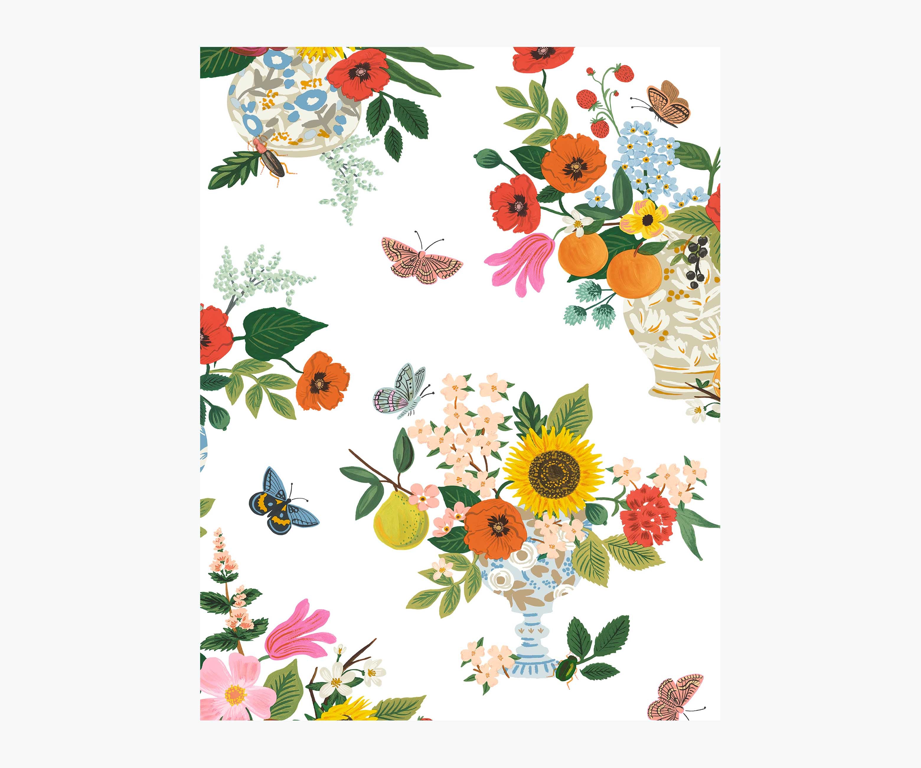 Flower Studies Wallpaper Sample - Bright Multi