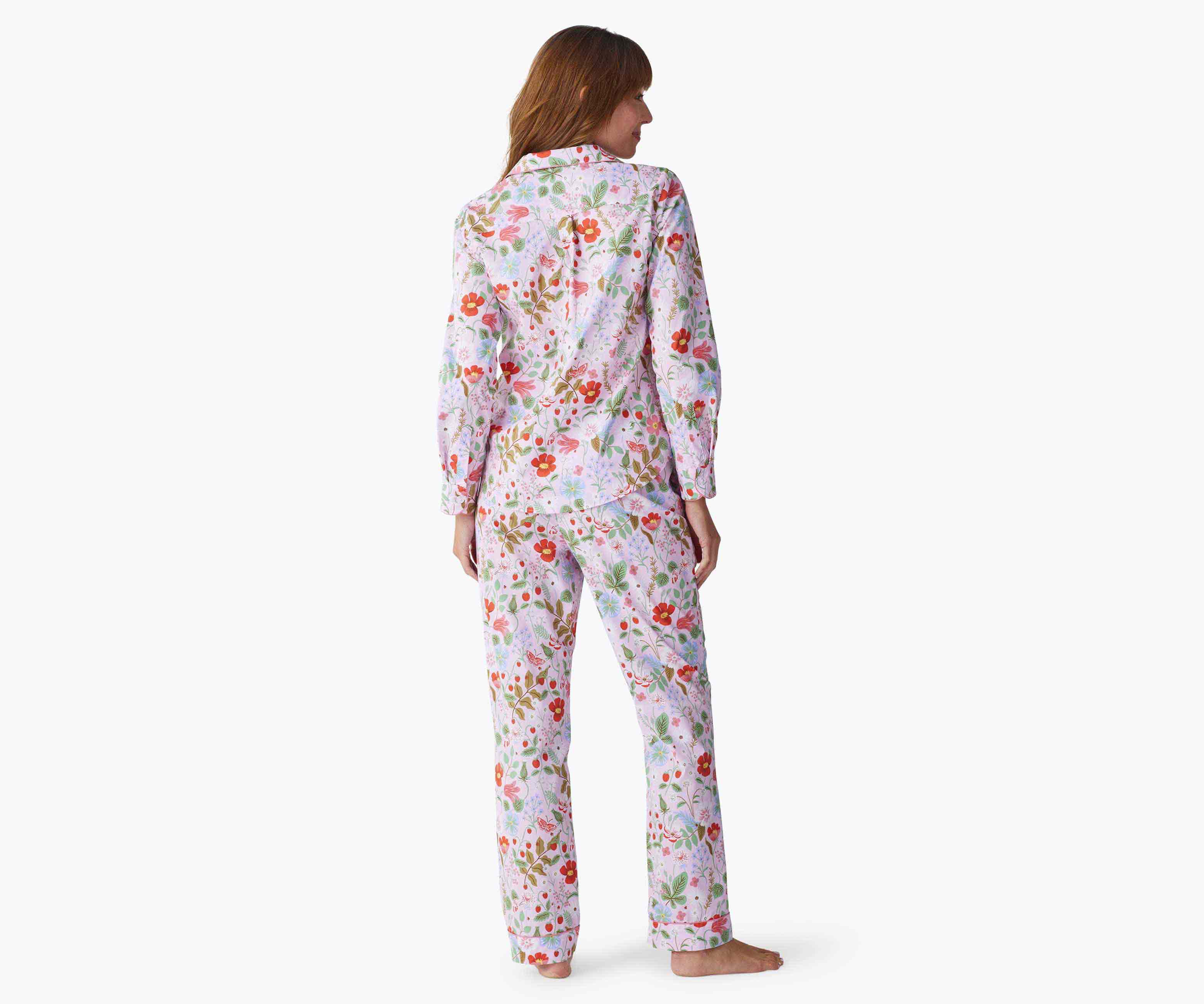 Poplin Button Front Long Set - Strawberry Fields