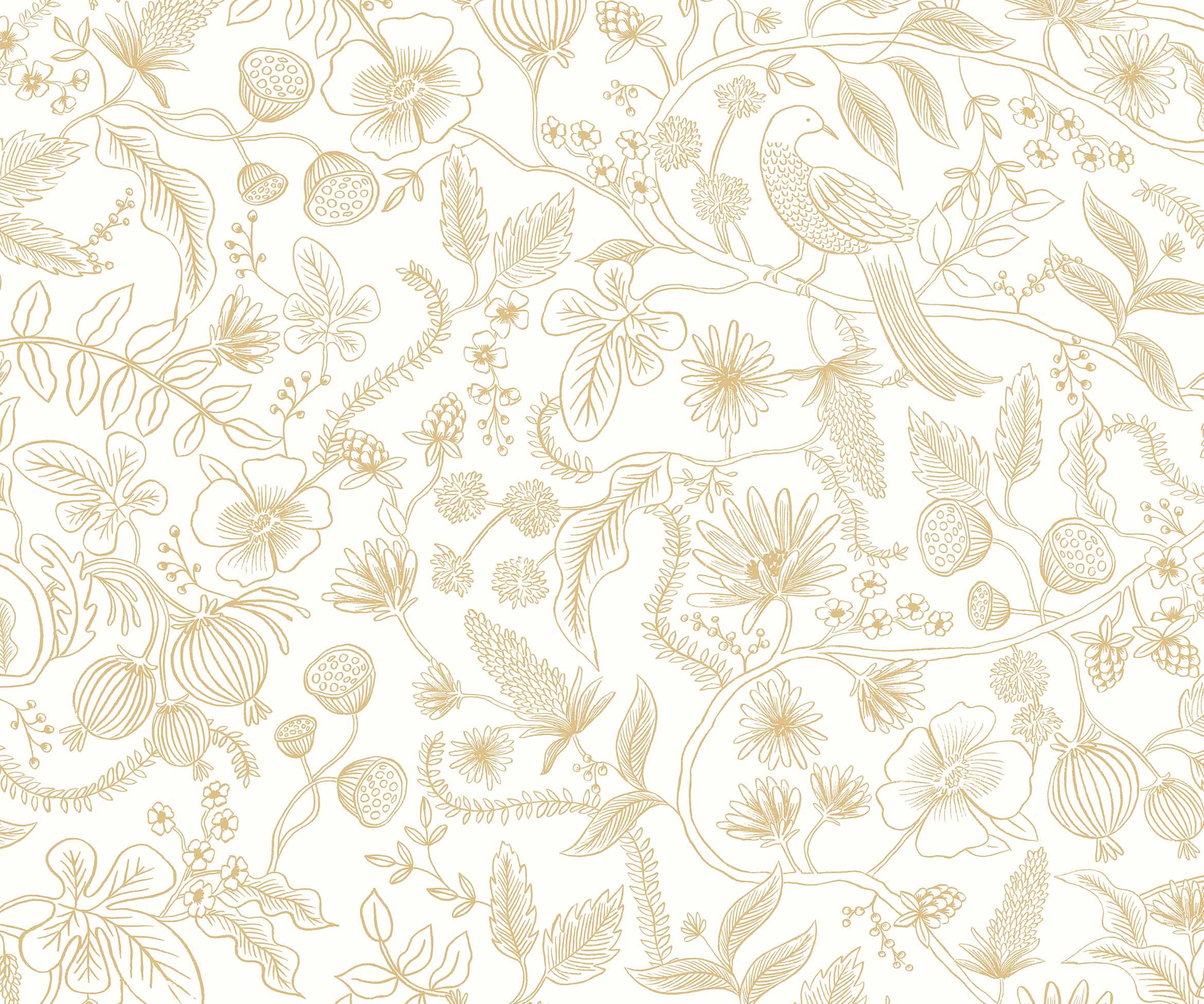 Aviary Peel & Stick Wallpaper - Metallic Gold & Cream