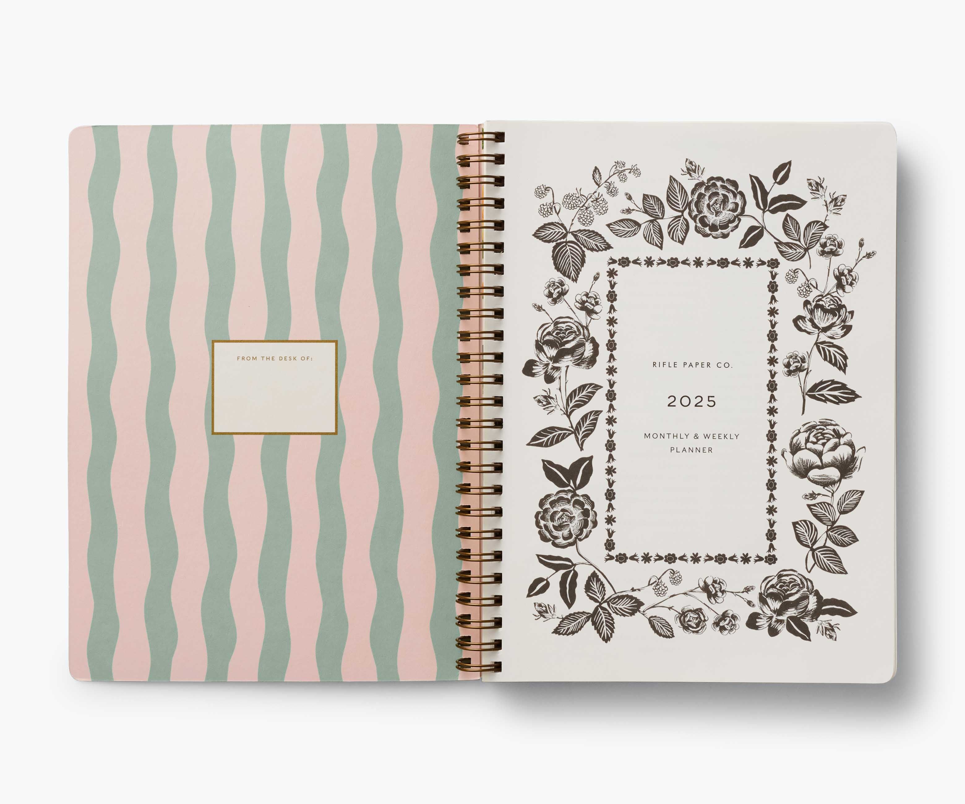 2025 12-Month Softcover Spiral Planner - Roses