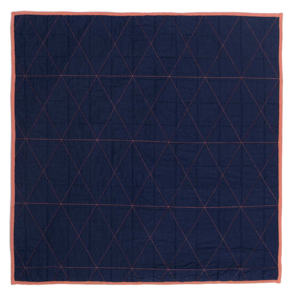 Diamond Box-Stitch Navy Blue Quilt Euro Sham