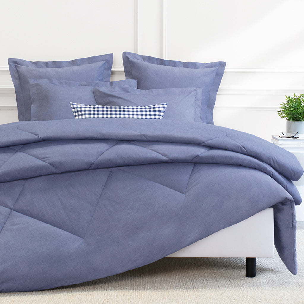 The Navy Blue Small Gingham Throw Pillow