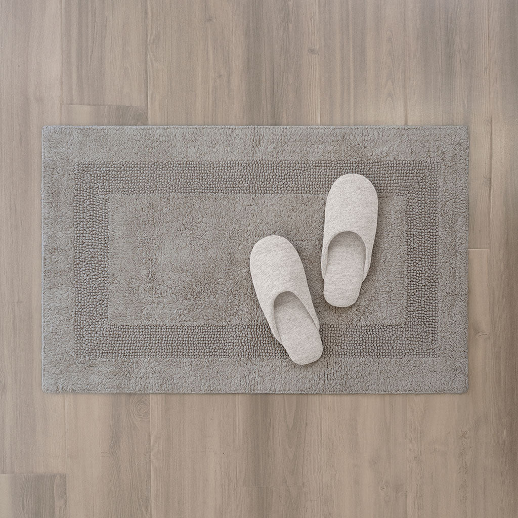 The Grey Tufted Border Bath Mat